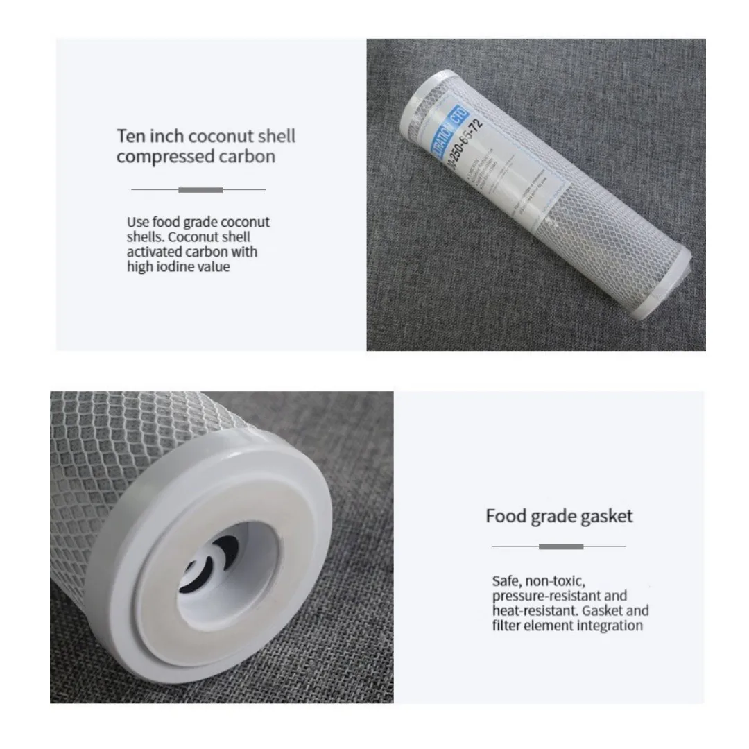 Description Picture 5 of item2Pcs Universal Water Filter 10 Inch CTO Compressed Activated Carbon Cartridge Replacement Kitchen Drinking Treatment System