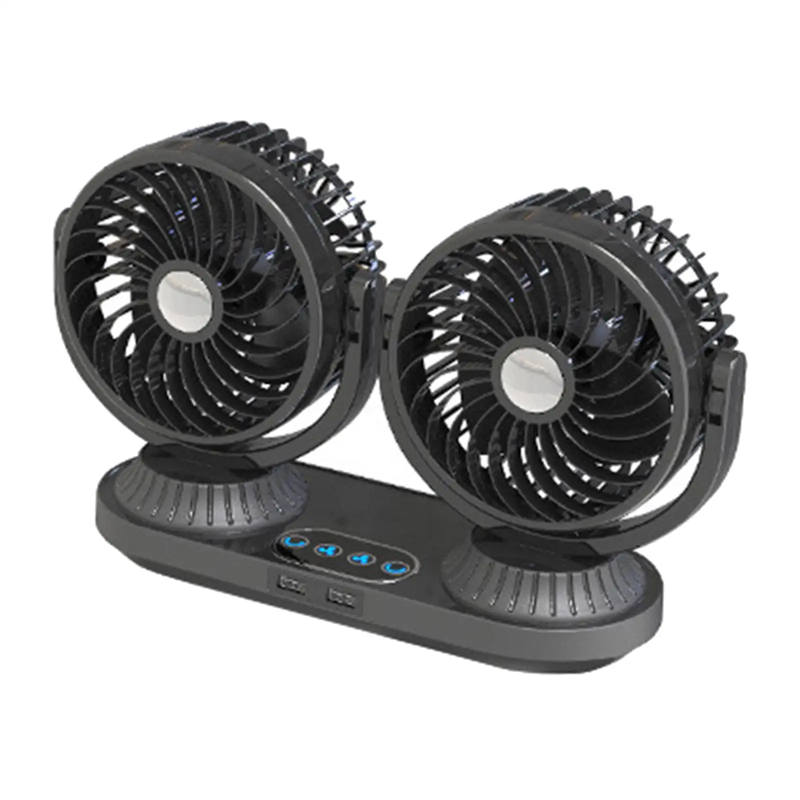 Dual Heads Car Fan 12V 24V Universal Electric 360 Left and Right Touch Adjustment Air Circulation Fan Dashboard Air Cooler