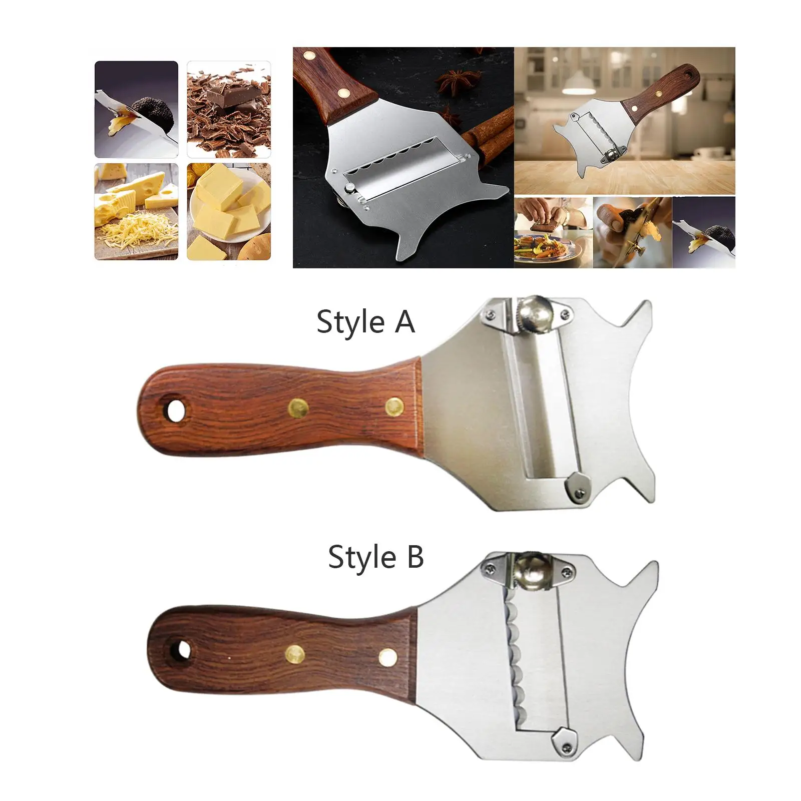 Professional Stainless Steel Truffle Slicer with Wood Handle Utensils Household Cheese Chocolate Slicer Dessert Accessories