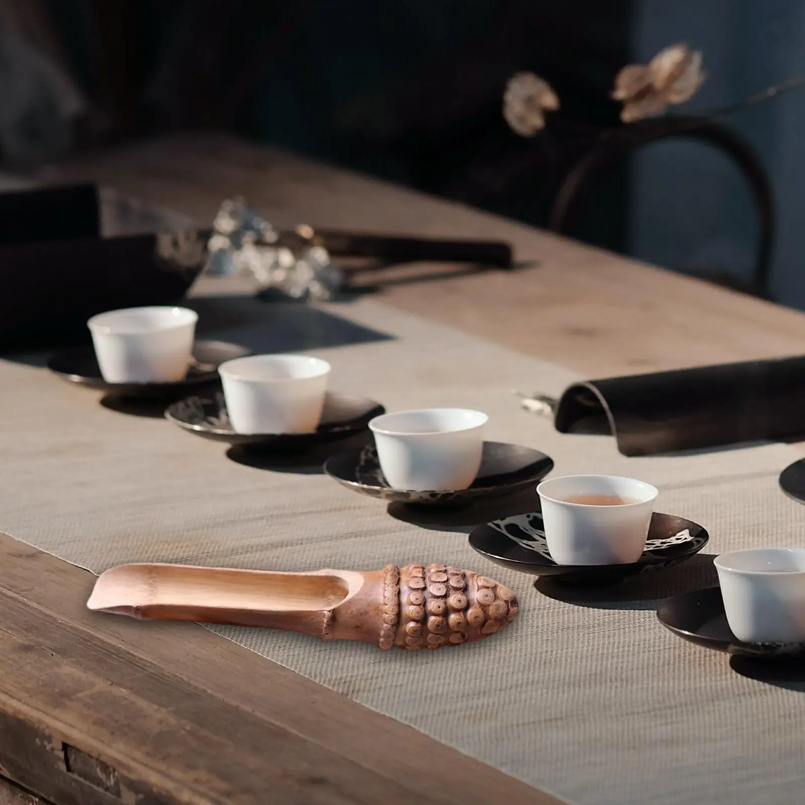Teaspoon Durable Chinese Kung Fu Tea Measure Spoon Serving Utensils Tea Scooper for Cooking Kitchen Condiments Tea Leaves Home