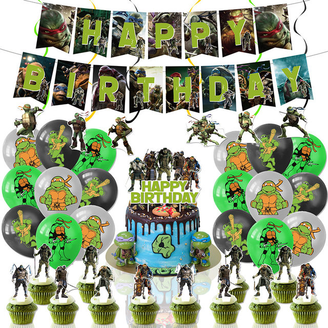 84 Pcs Ninja Turtles Birthday Party Decorations, Cartoon Turtles Theme Party  Supplies Set Include Happy Birthday Banners, Cake Topper, Cupcake Toppers,  Balloons, Stickers for Kids Teenage 