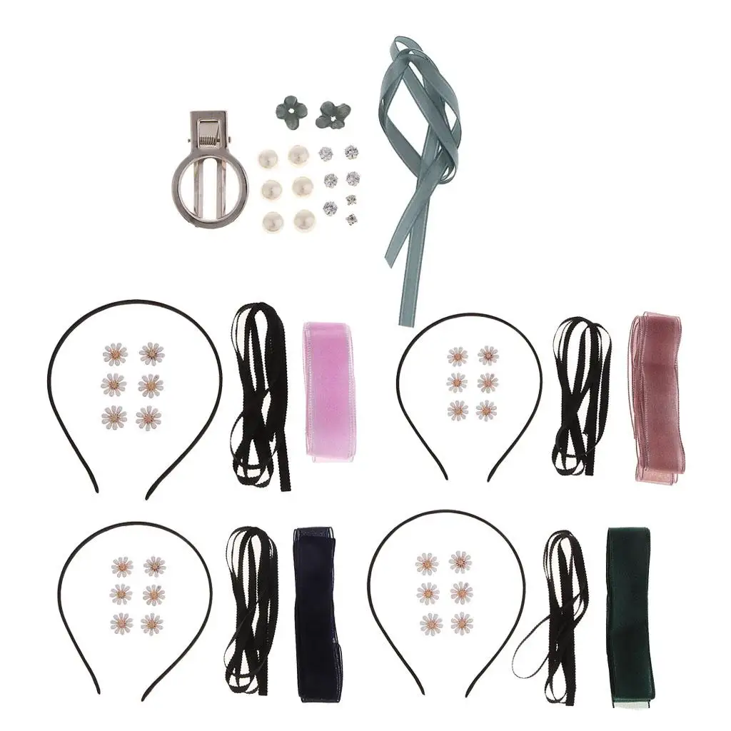 Ribbon Bowknot Headband Making Set Kits, Flower Hairband Hair Bow DIY Craft Supplies, Findings for Beginners Adults