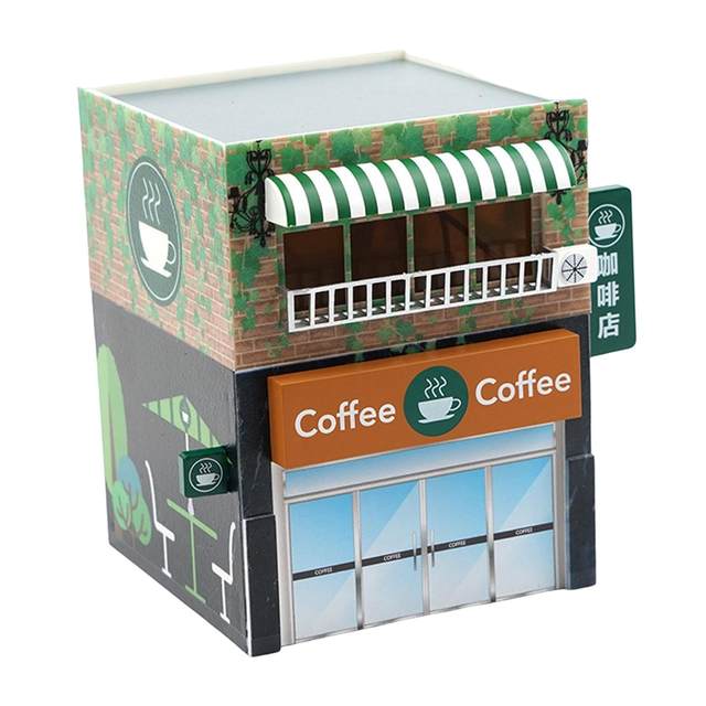 1:64 Simulation Cafe Decorative Multipurpose Collection Miniature Coffee Shop for Micro Landscape Scene Layout Props Girls Boys