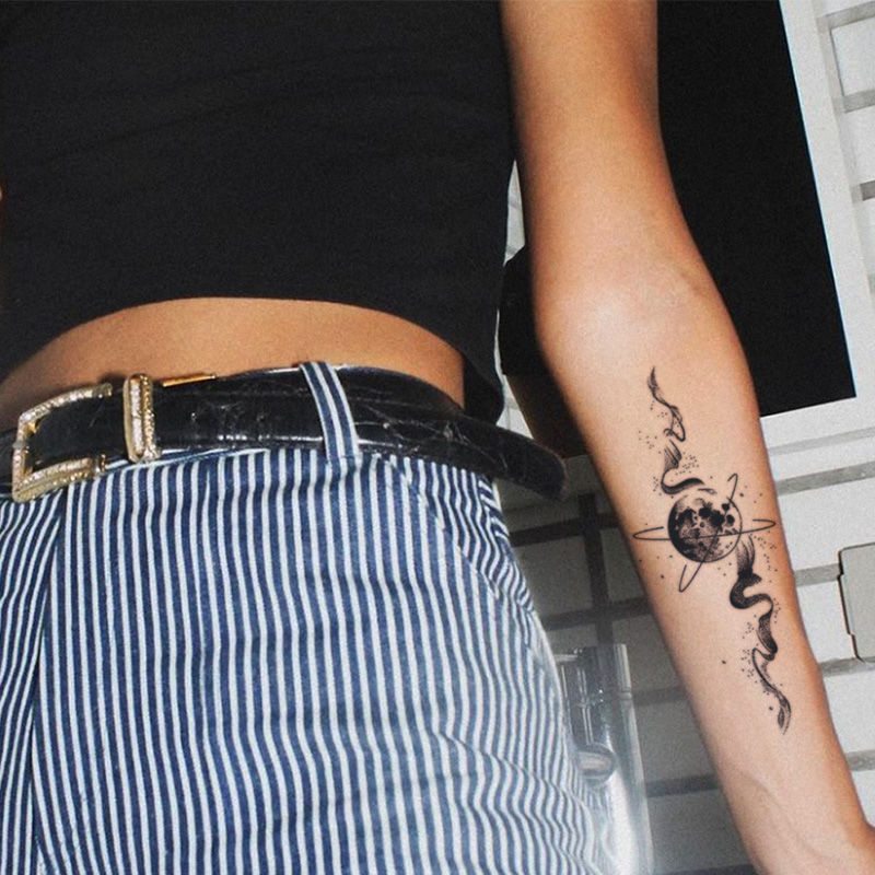 Kräuter saft Smog Mond temporäre Tattoos für Frauen Mann Arm Punk wasserdichte Tattoo Aufkleber Kunst dauerhafte Planet gefälschte Tätowierung – Detail 6