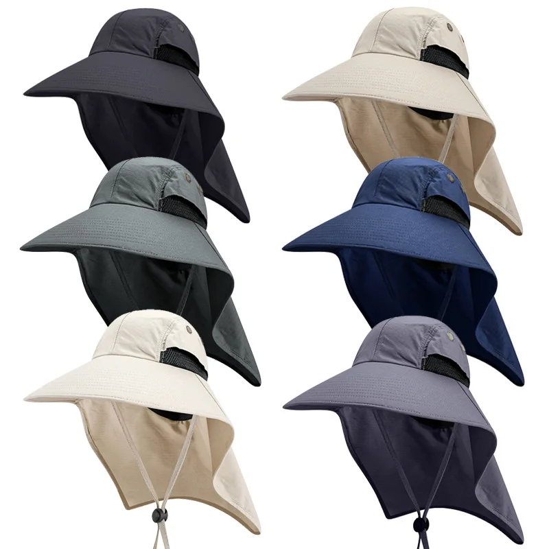 Autumn Sun Hat Men Women Bucket Hat with Neck Flap Outdoor UV