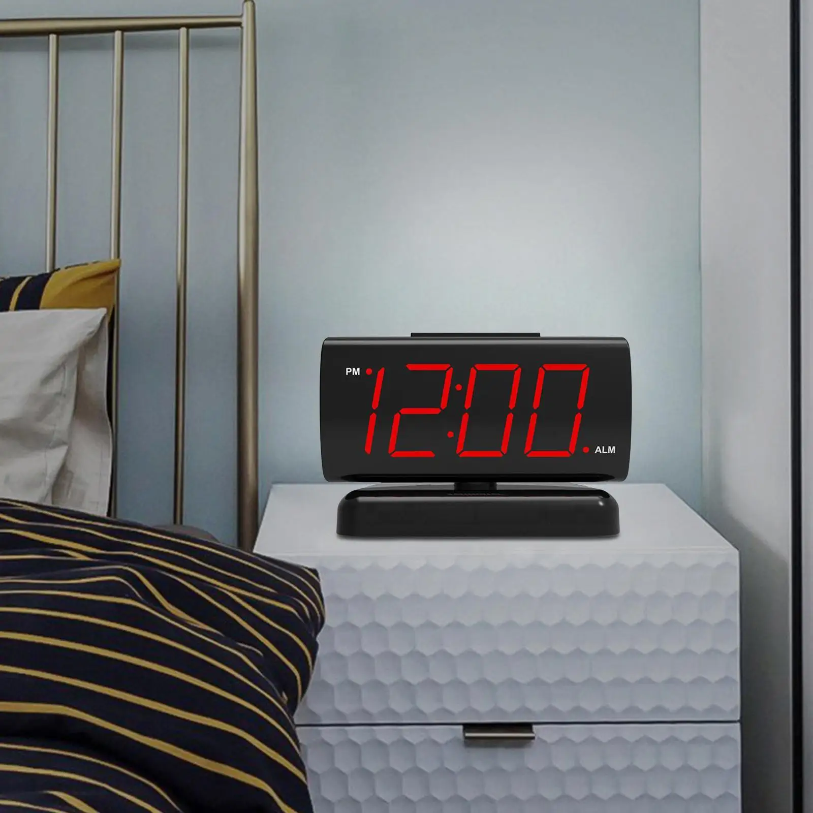 Modern Desk LED Clock 2 Adjustable Brightness Rotary Base Desktop Digital Alarm Clock for Teens Apartment Bedroom Living Room