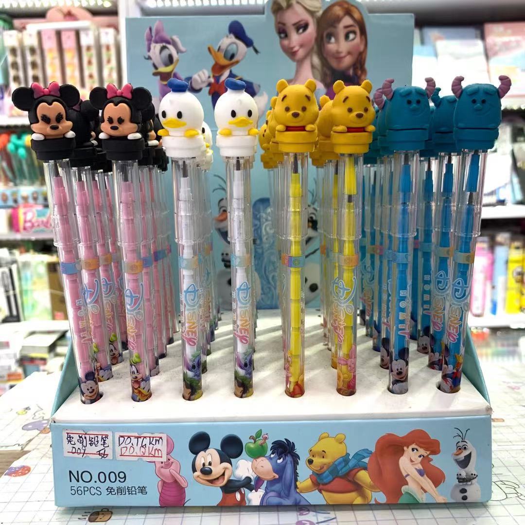 Jardim de Infância dos Desenhos Gelo e Neve Disney Animados Lápis Papelaria Presente Bonito Silicone Cabeça Menina Coração Princesa Boneca Livre 56 Pçs 3 desenhos animados lápis papelaria presente bonito silicone