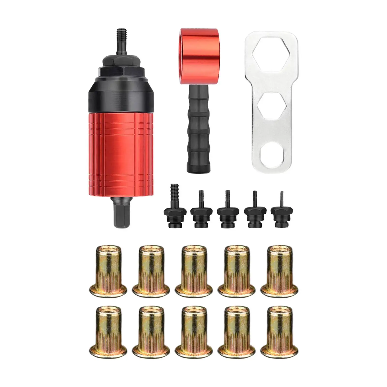 Rivet Nut Drill Adaptor Riveting Kits with 10 Rivet Nuts Thread Insert