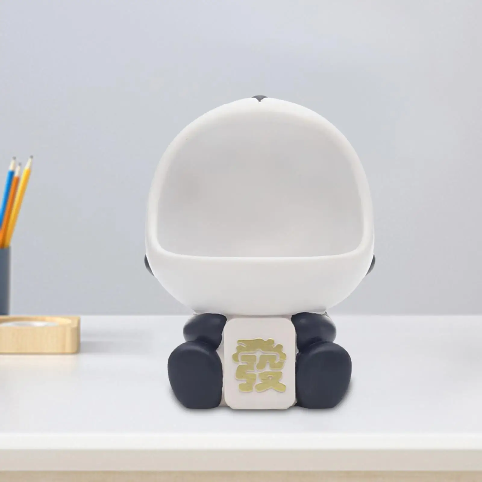 Novelty Panda Statue Figurine Storage Box Animal Sculpture Key Organizer Tray for Desktop Home Entryway Office Decoration