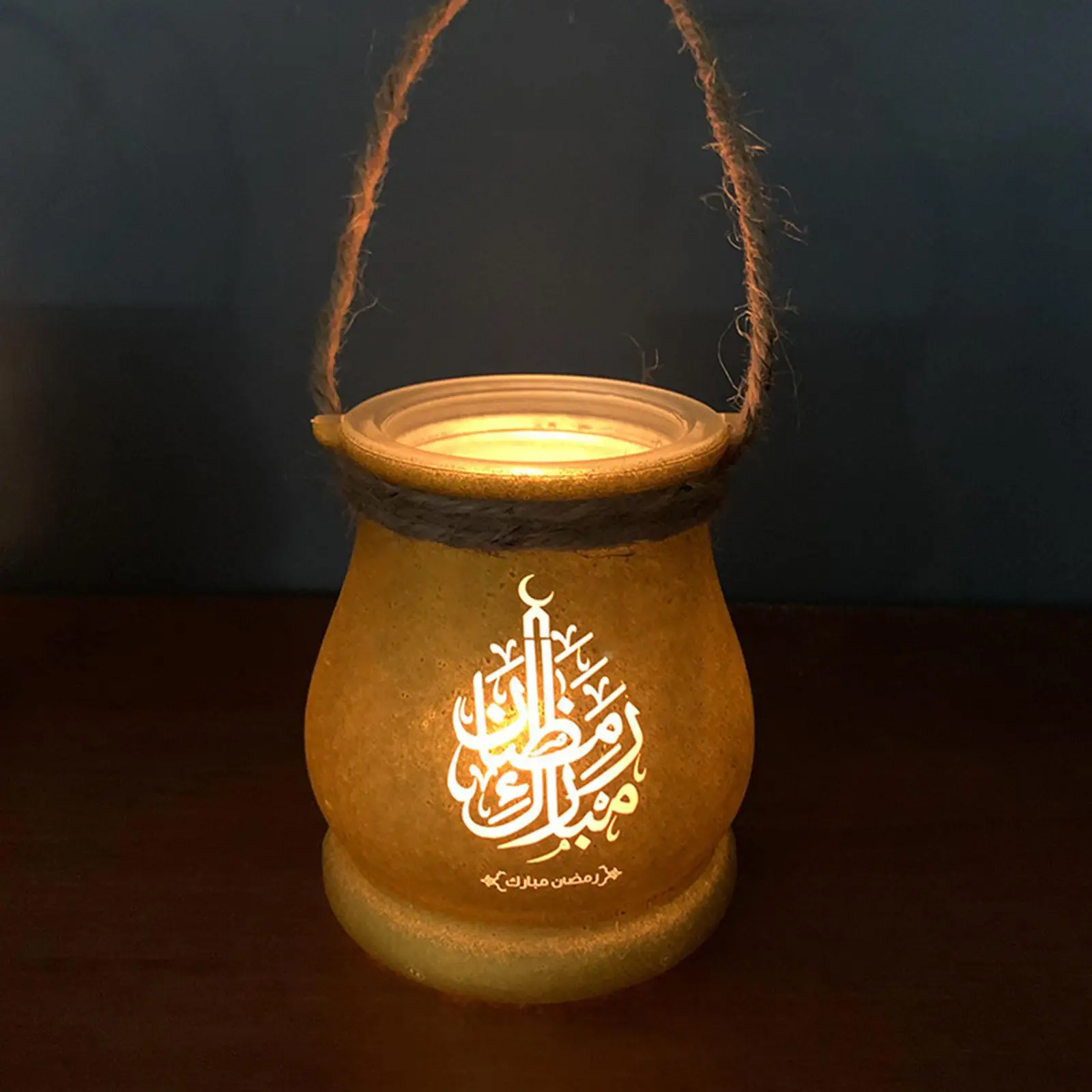 Wood Eid Mubarak Candle Holder Home Decor Hanging Lamp Wall Party Ornaments