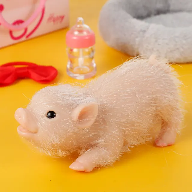 Silicone Pig with Pig Bowknot Nursing Bottle Sleeping Pad Lifelike