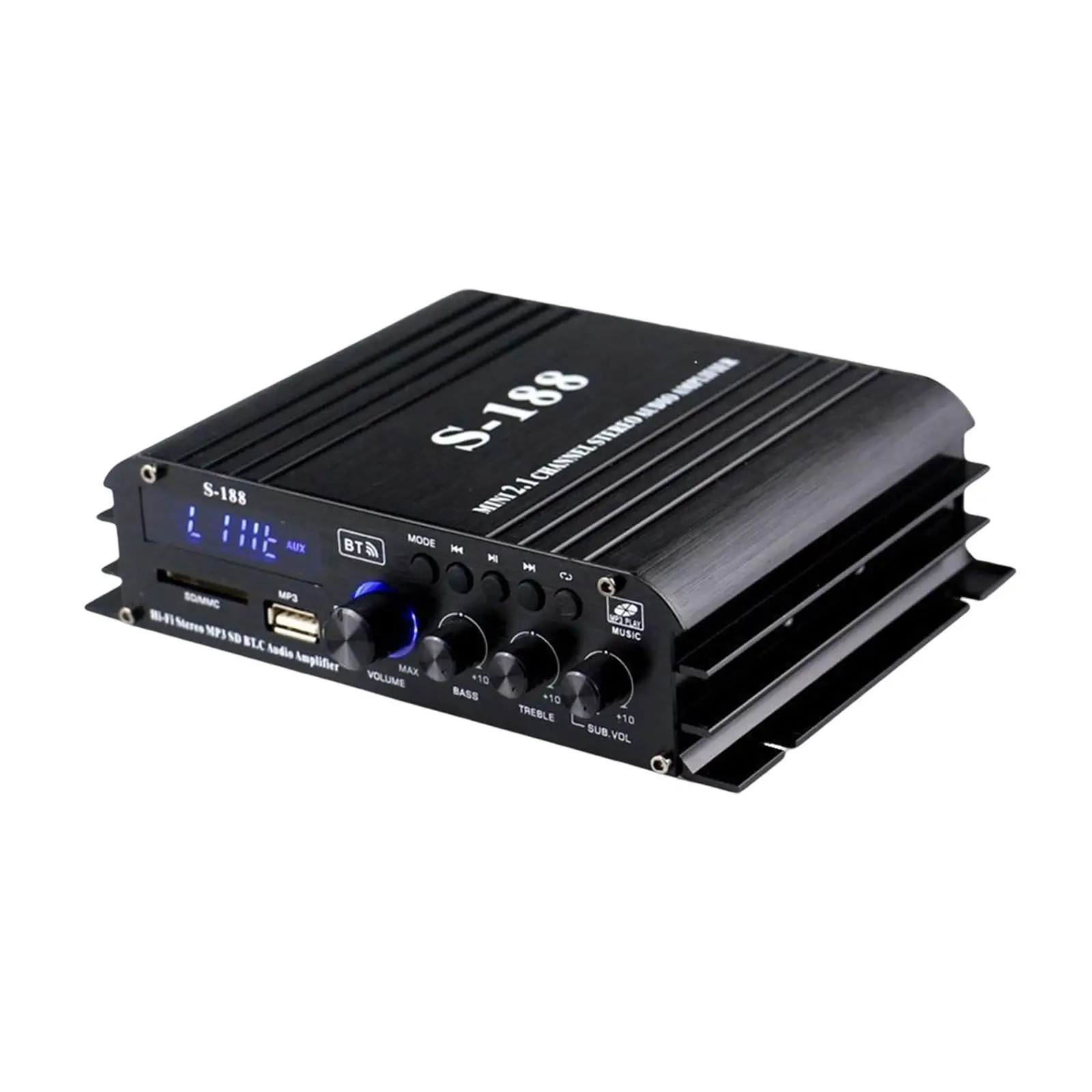 Wireless Power Amplifier 40wx2 Audio sub Bass Amp US Adapter Plug Sturdy Audio Amp Booster Amplifier with Knobs DC 12V-14V 2.1CH