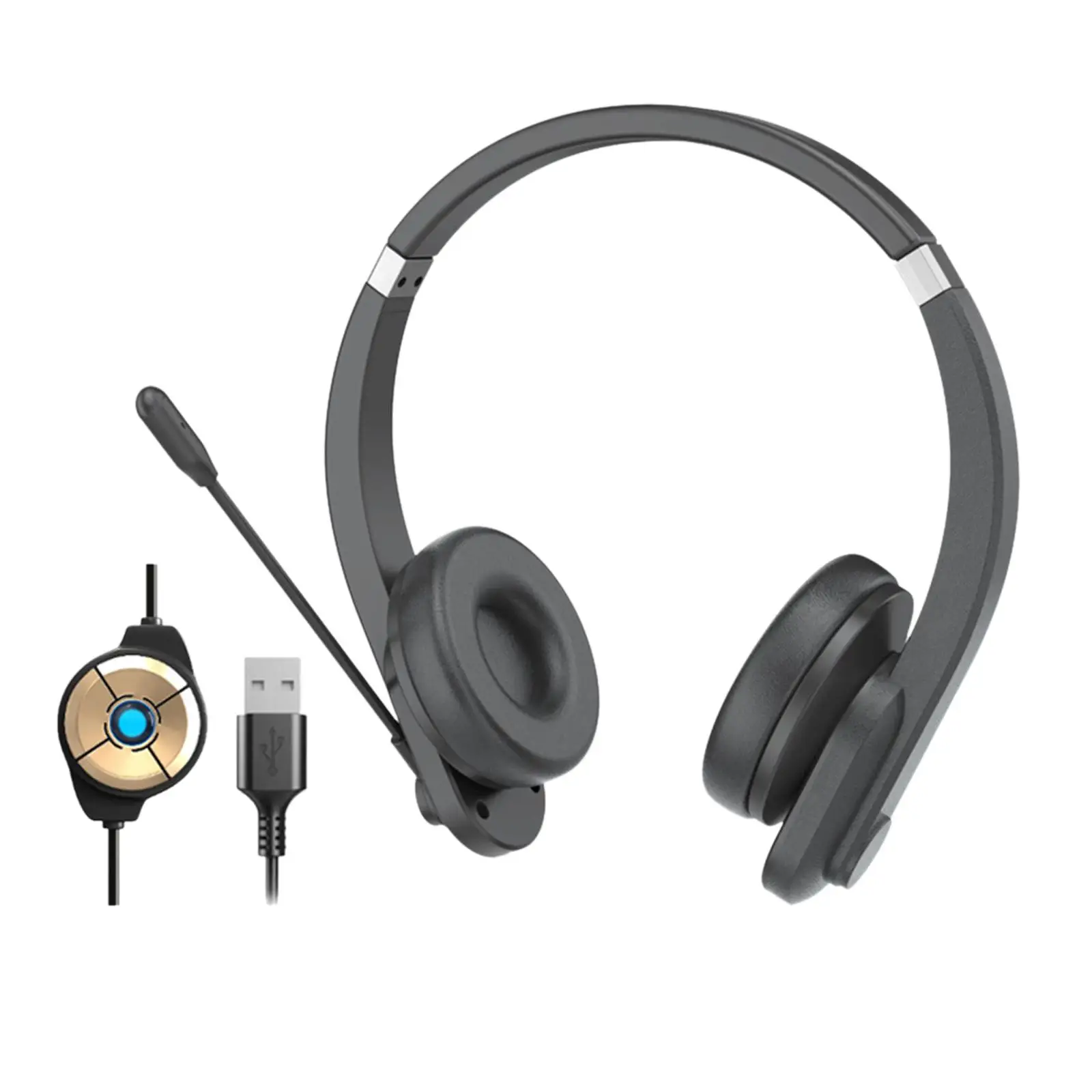 Oy632 Bluetooth Headset Handsfree with Mic Noise Cancelling Soft Ear Cups Wireless Headset for Call Center Computer Office Home
