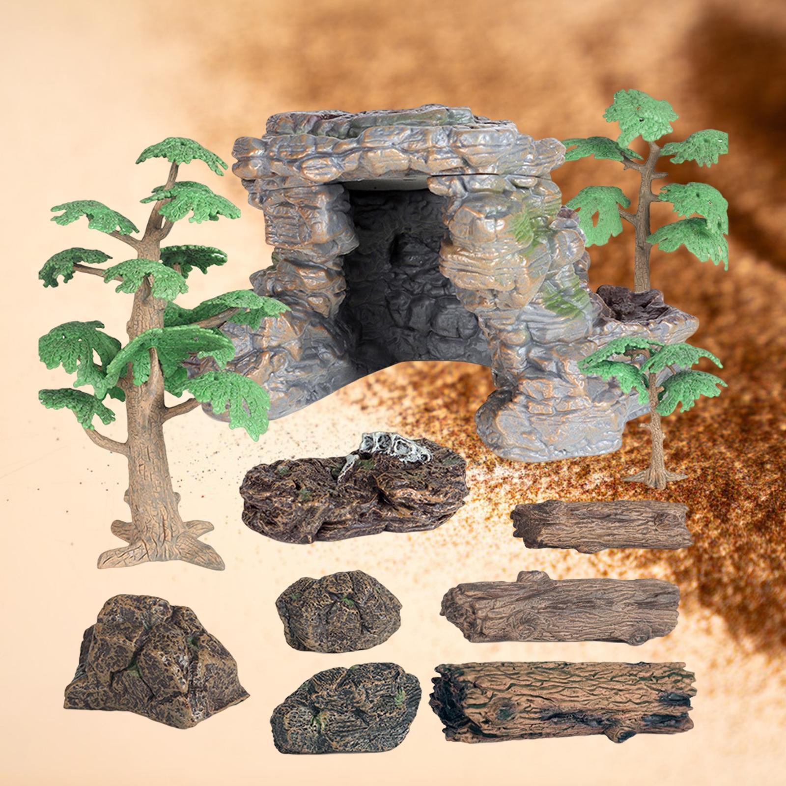 11Pcs Miniature Stone Ornament Landscape Model Educational Toys Micro Landscape Artificial Stump Mini Garden Figurines for Decor