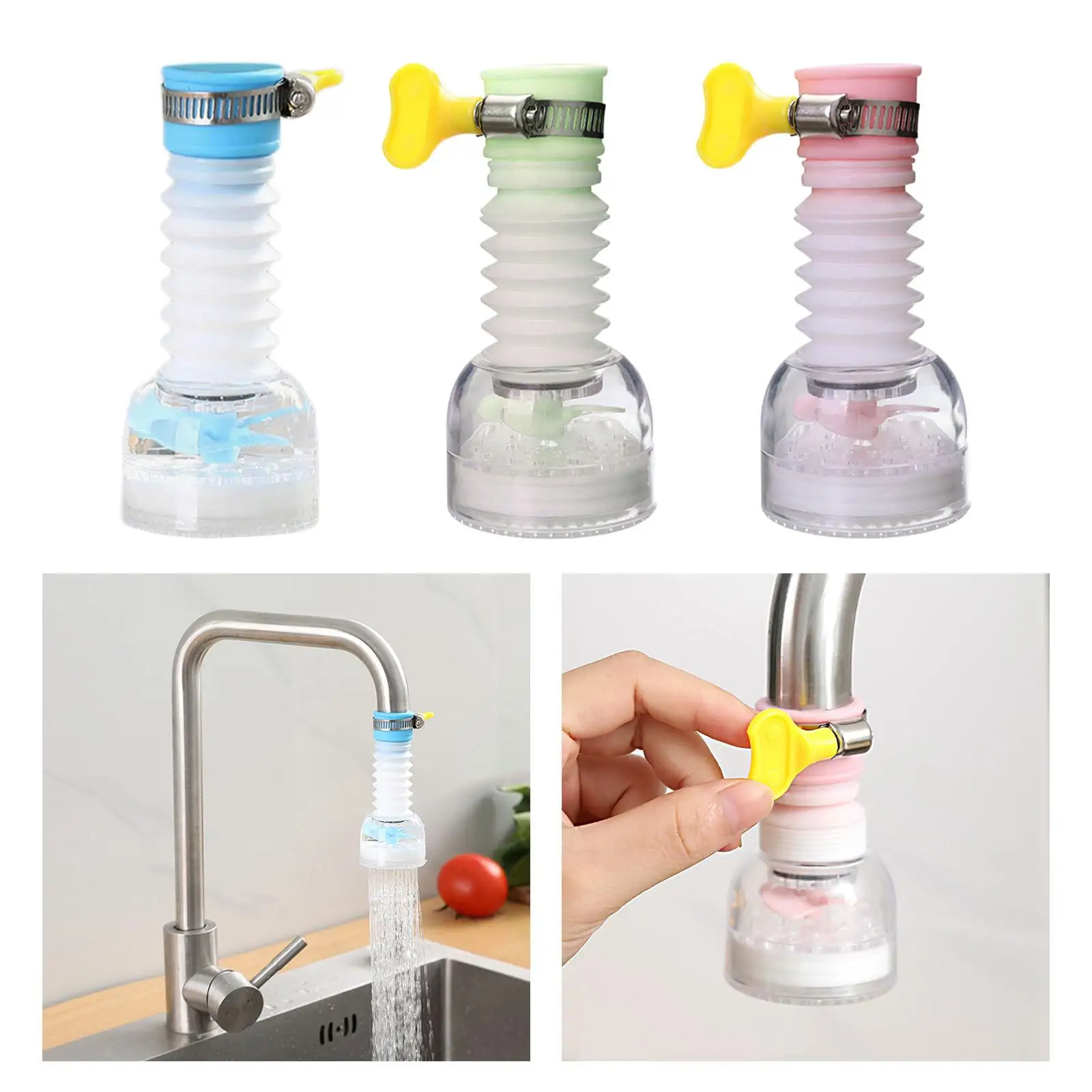 Faucet Splash Filter Sprayer Tap Attachment 360 Rotating Easy Install Water Saver Universal Faucet Booster Nozzle for Kitchen