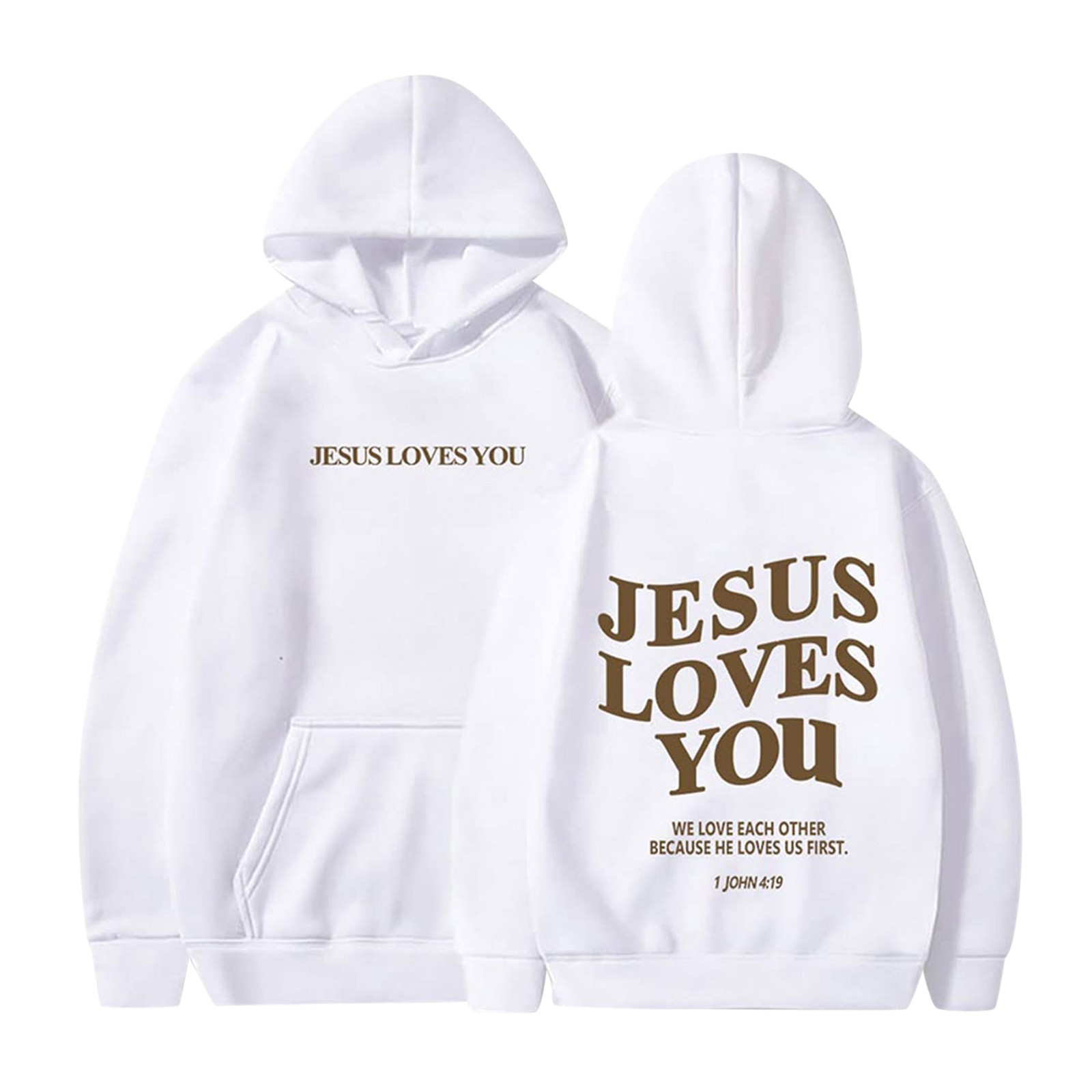 Title 6, Jesus Loves You Felpa con cappuccio grafica ove...