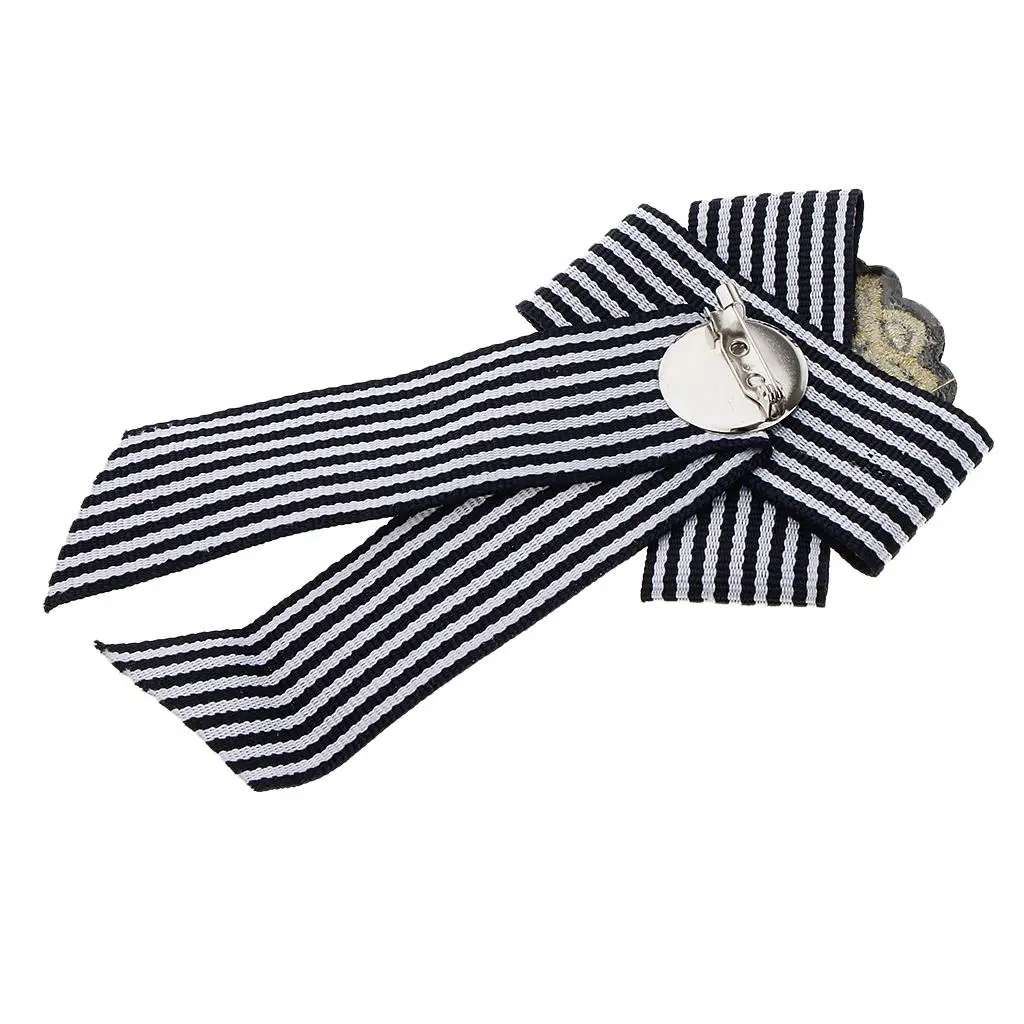 2xPre- Brooch Pin Bow  Long Big Bow Tie Bow Tie Brooch with Necklace Patriotic Collar Jewelry Gift Men/women