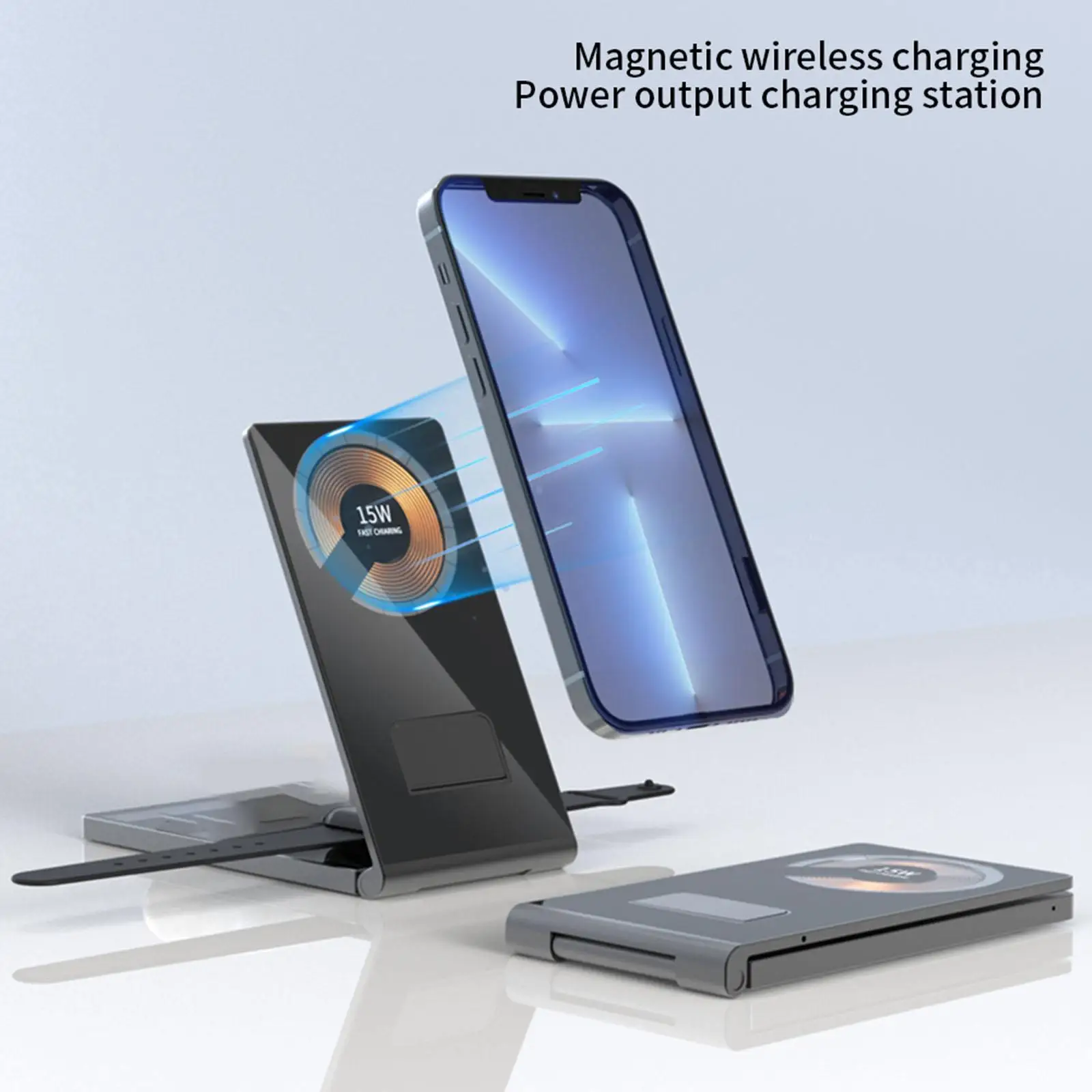 Dual 15W Wireless Charger Folding Stand 180 Arbitrary Adjustment Convenient