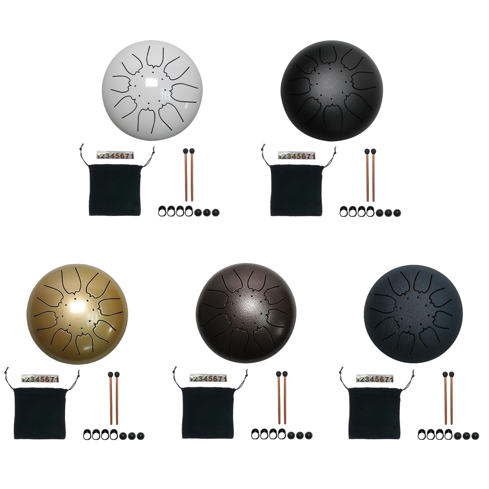 Steel Tongue Drum 6 Inches 8 Notes Percussion Instrument Handpan Drum with Bag Music Book Mallets for Yoga Meditation