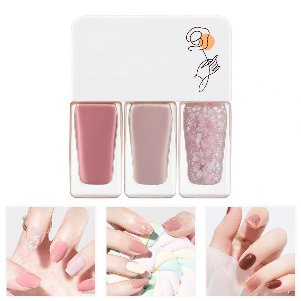 3Pcs/Set Water-Based Gel Nail Polish Set - 12g, Quick-Dry, DIY 3-in-1 Nail Art