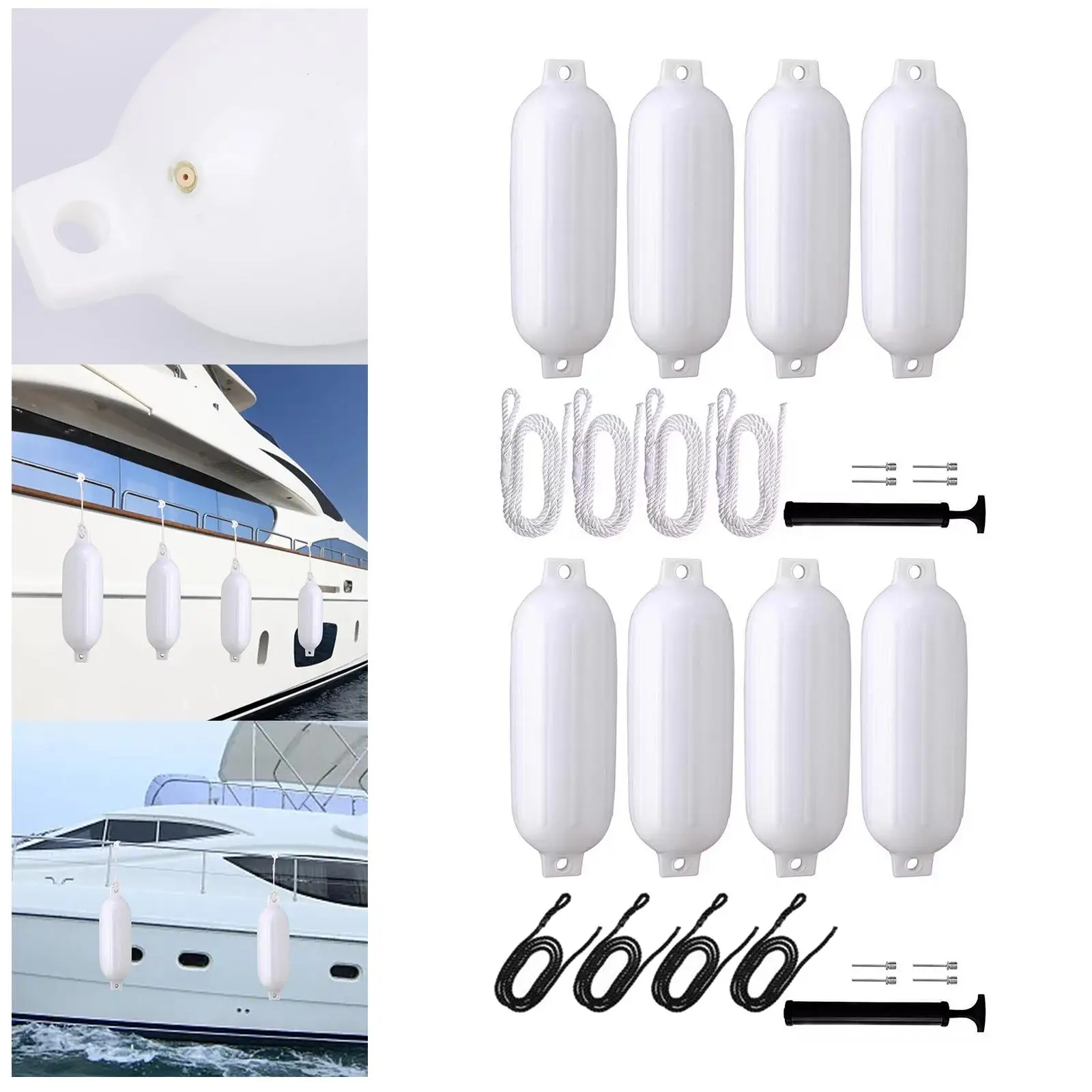 4x Boat Fenders Bumpers Marina Dock Protector Boat Bumpers for Sport Boats Sailboats Bass Boats Protection Fishing Boats