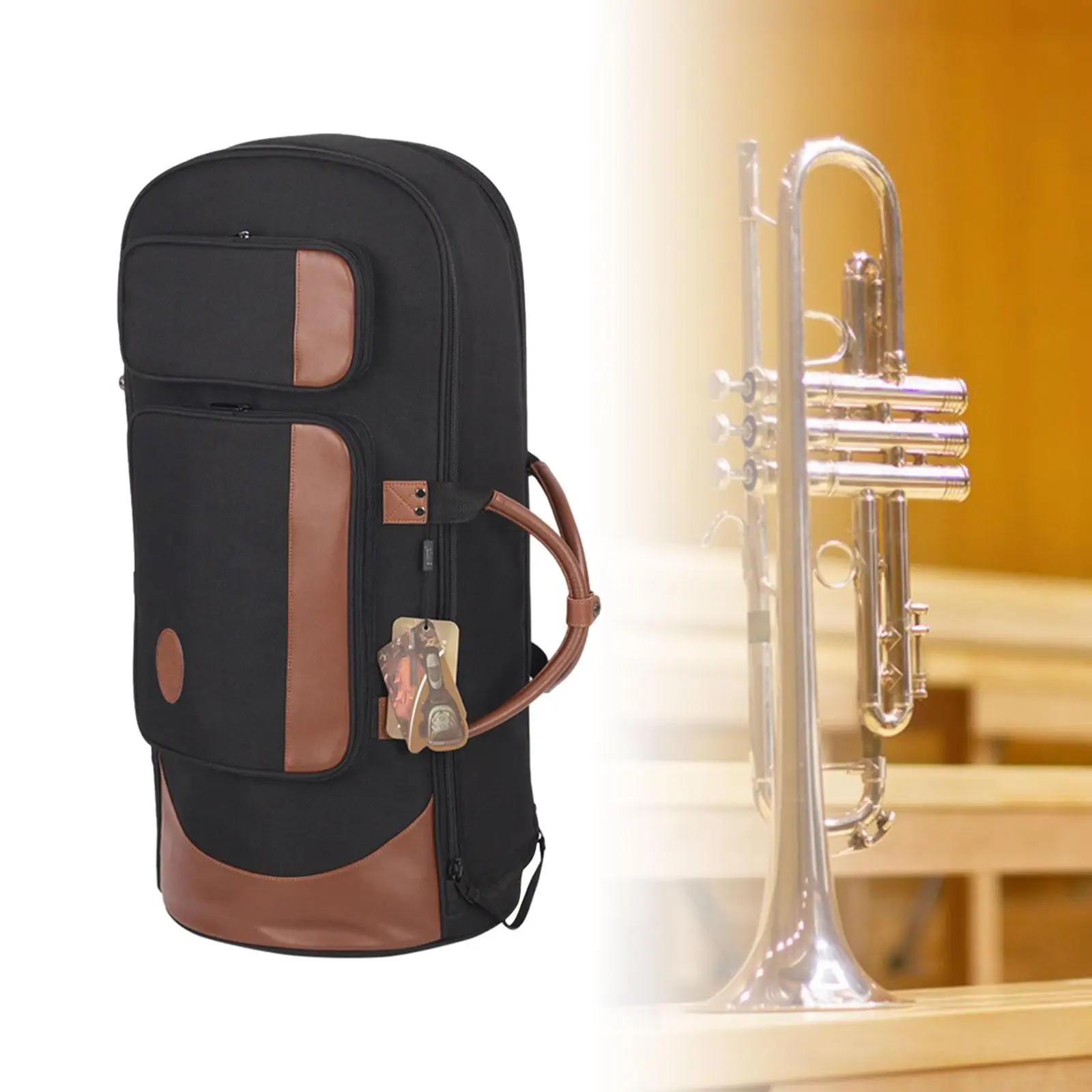 Outdoor Euphonium Bag with Zipper Brass Instrument Accessories Baritone Case Portable for Travel Home Stage Performance Concert