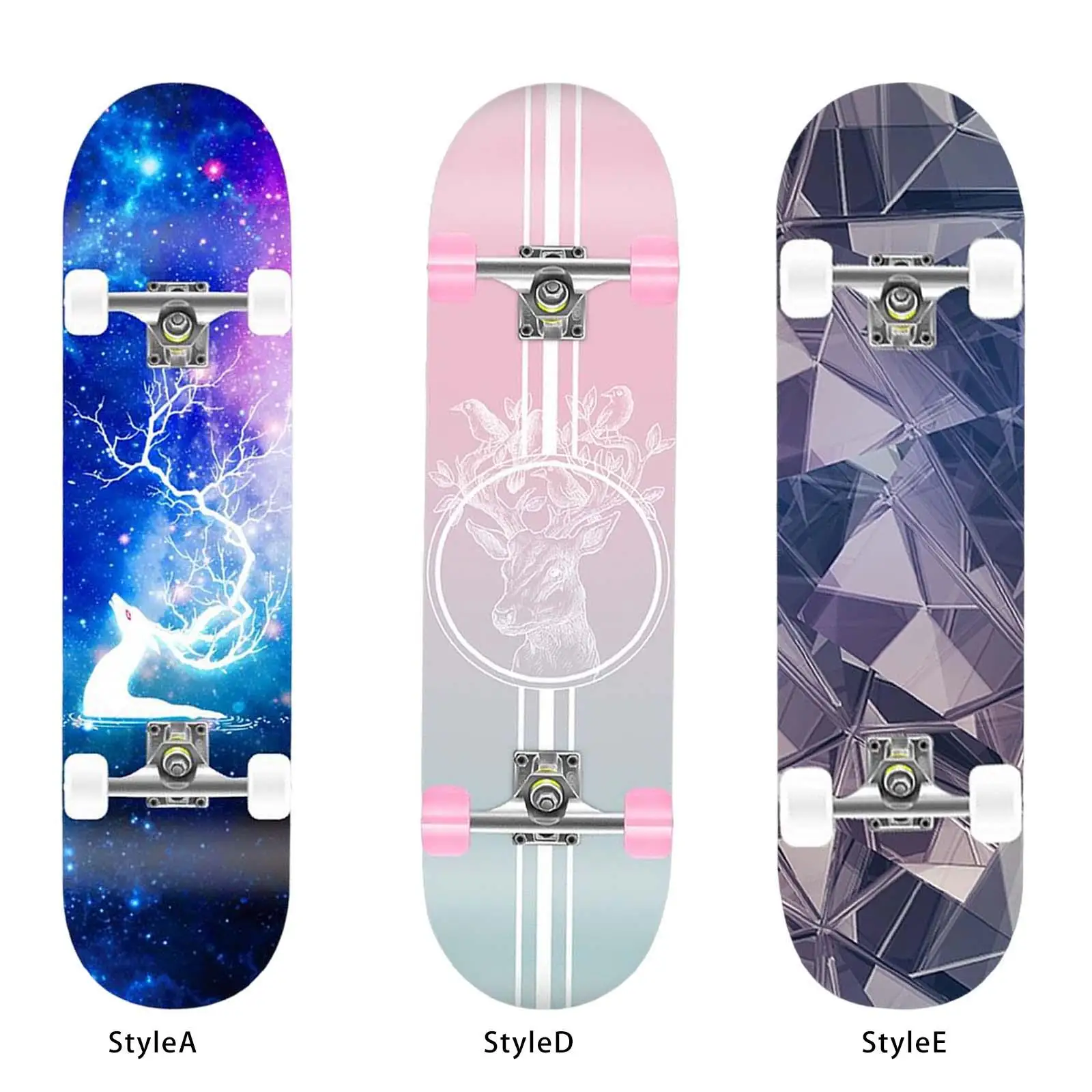 Unisex Skateboard Complete Double Kick Steel Bearing PU Wheel Maple Long Board Concave for Beginners Adults Youth Playing Kids