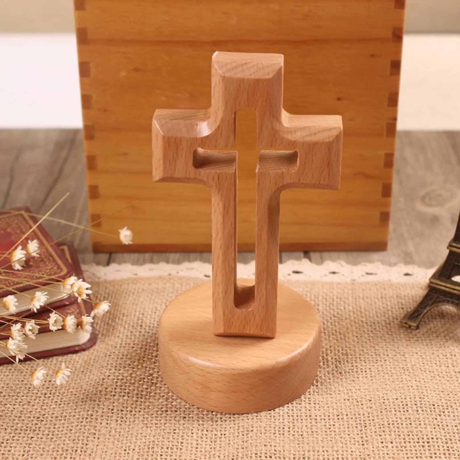 Wooden Cross Ornament Christian Gifts Standing Collection Crucifix for Church Study Living Room Bedroom Decorative Accessories