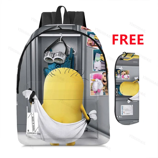 Minions Despicable Me Boys School 16 inch Backpack with Lunch Box Sets, Men's