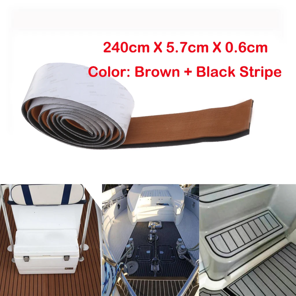 2X Non-slip Deck Flooring Sheet Marine Yacht Boat Tape Light Brown Black Stripe