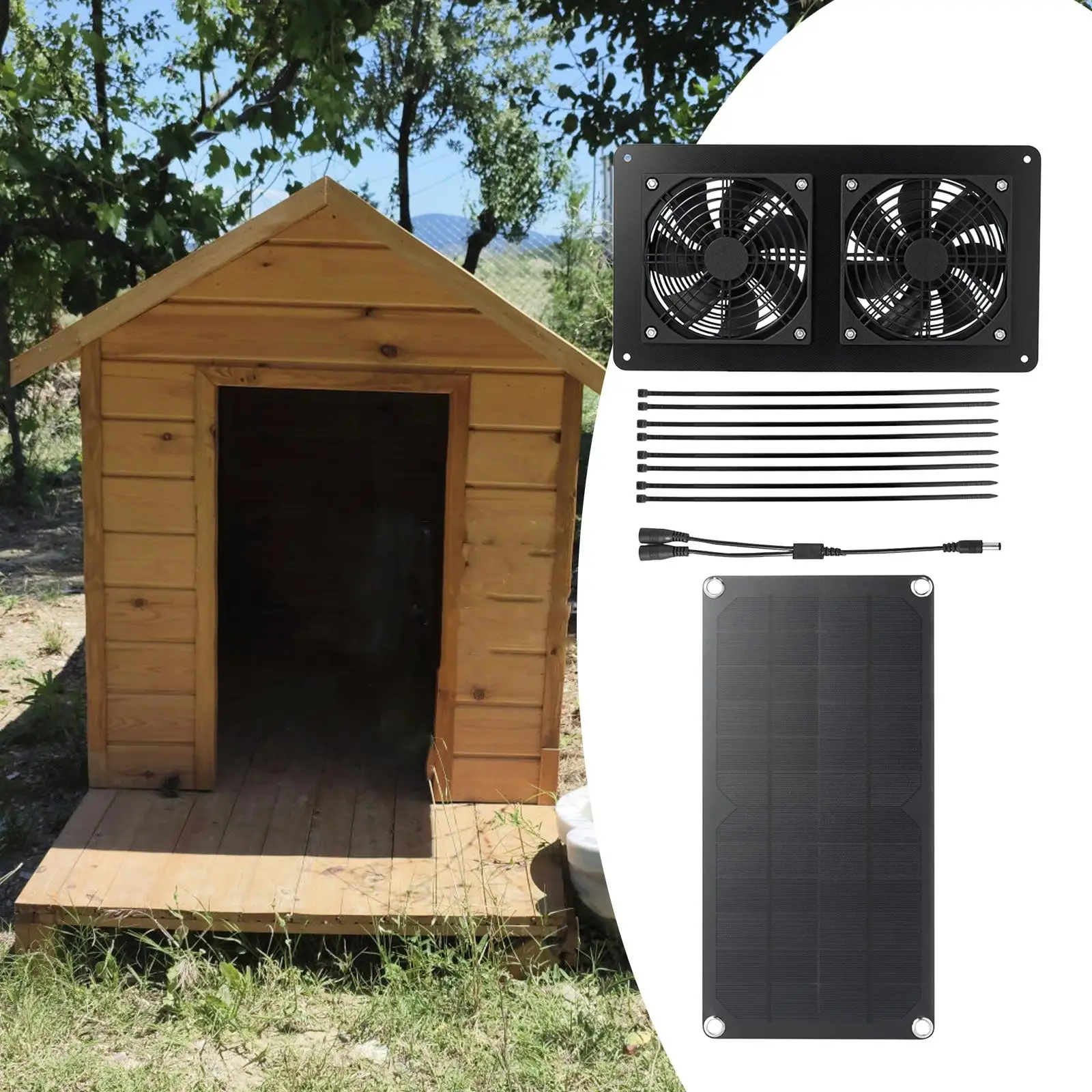 Solar Panel Fans Set Accessories Easy Installation Solar Exhaust Fan for Windows Greenhouses Outside Camping Exhaust Pet Houses