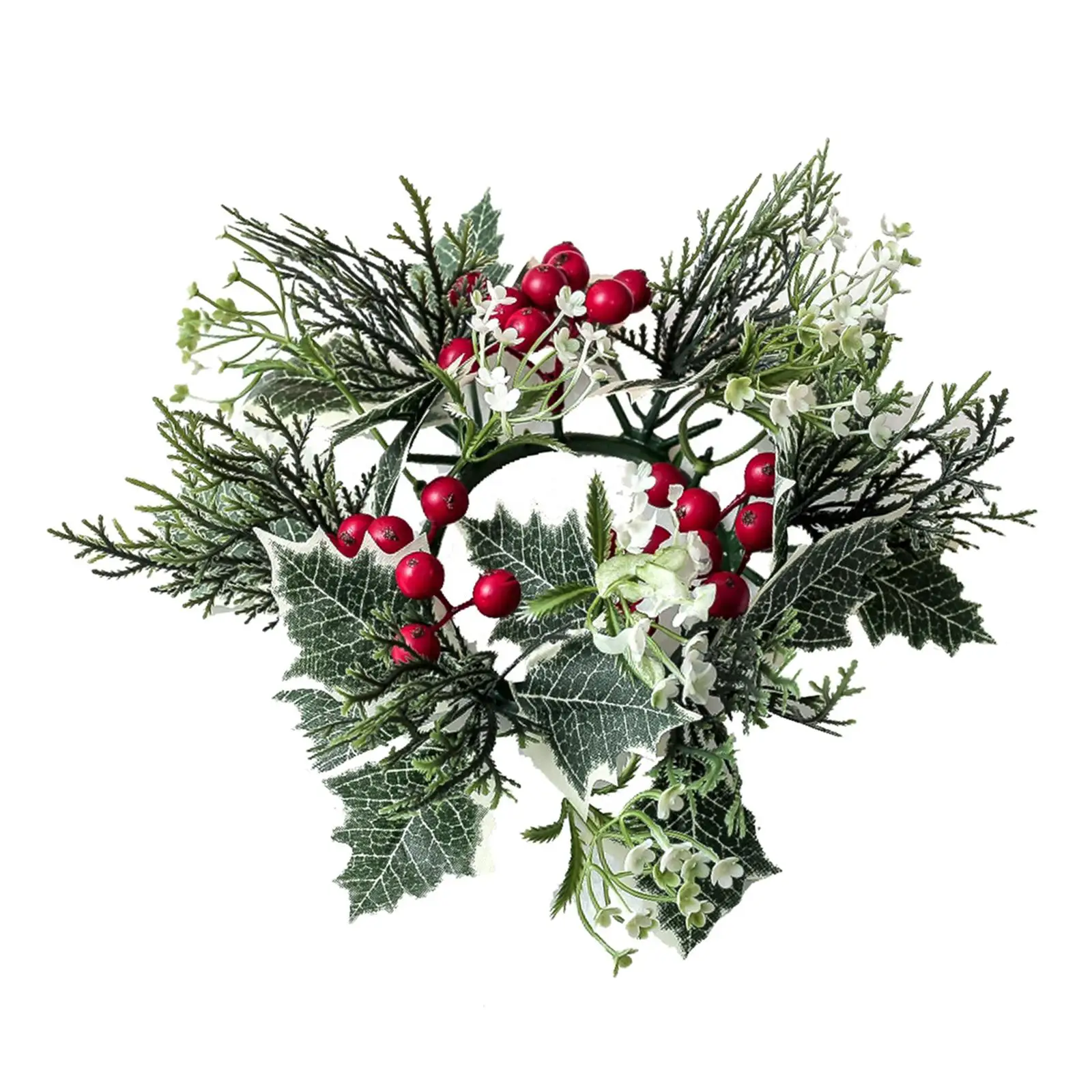 Pillar Candle Rings Wreath Centerpieces Decorative Artificial Leaves Green