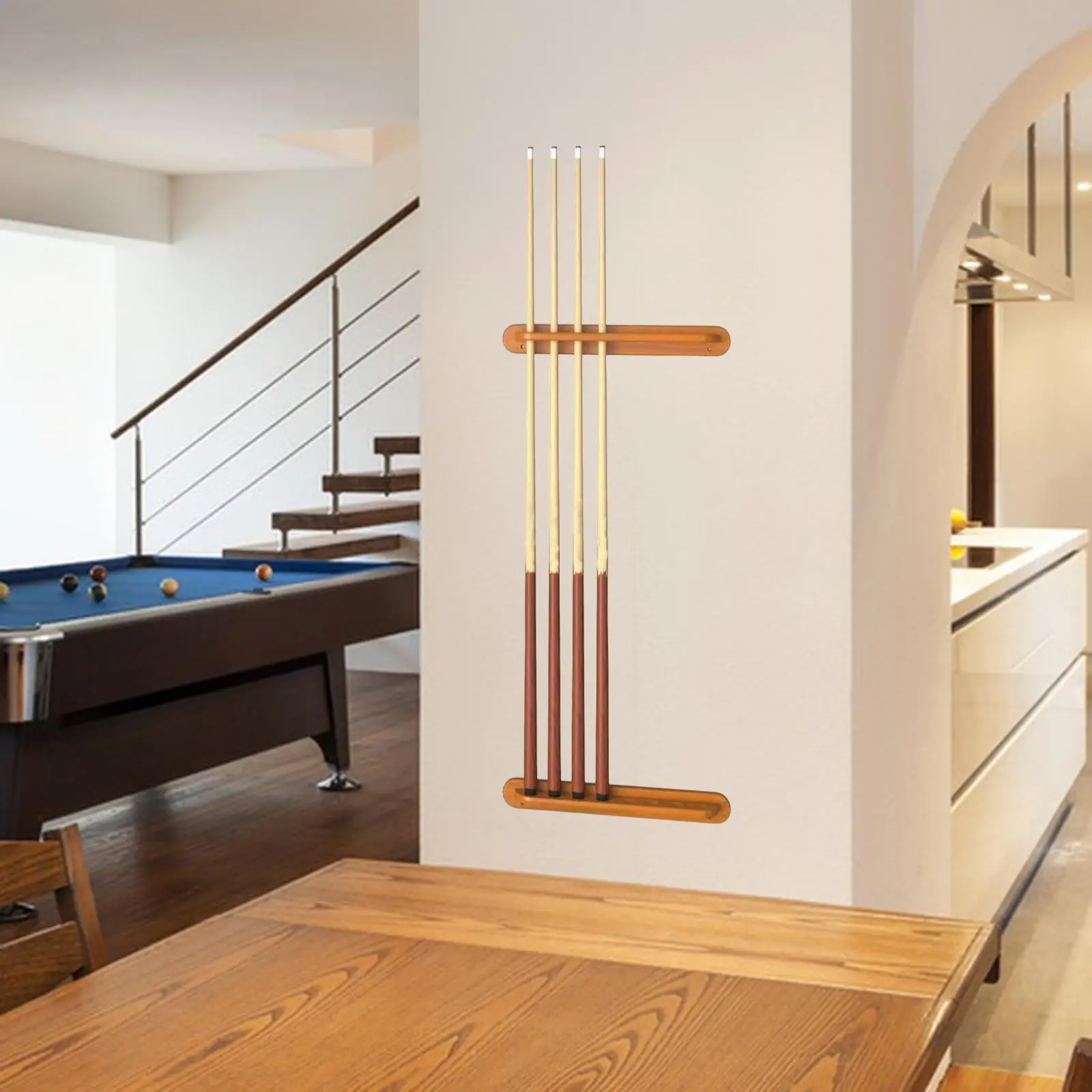 Pool Cue Rack Pool Billiard Holder Wall Mounted Snooker Cue Locating Clip Billiard Cue Wall Rack with 4 Cue Clips for Pool Bars