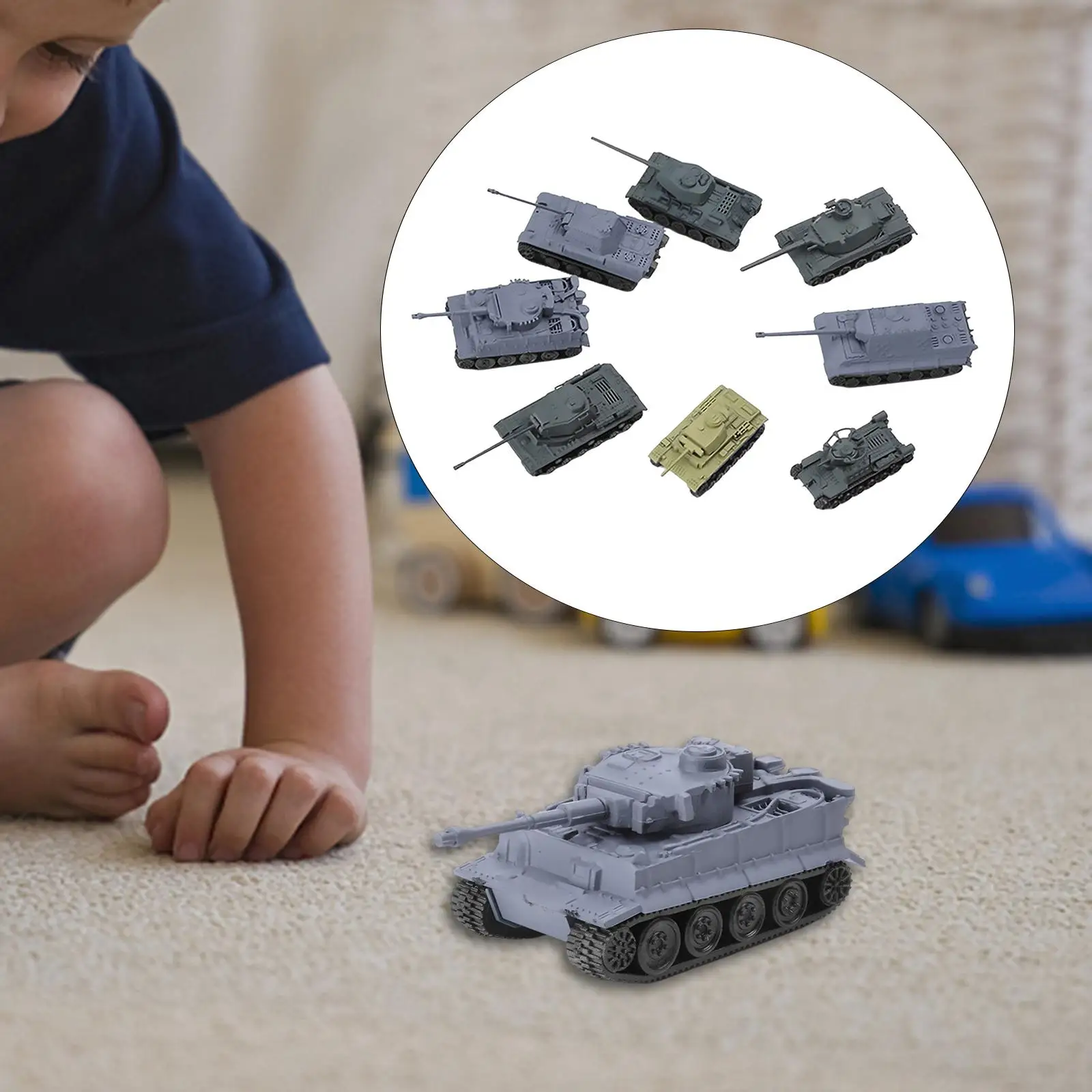 Set of 8 1:144 Assemble Tank Kits Battle Tank for Tabletop Men Gifts