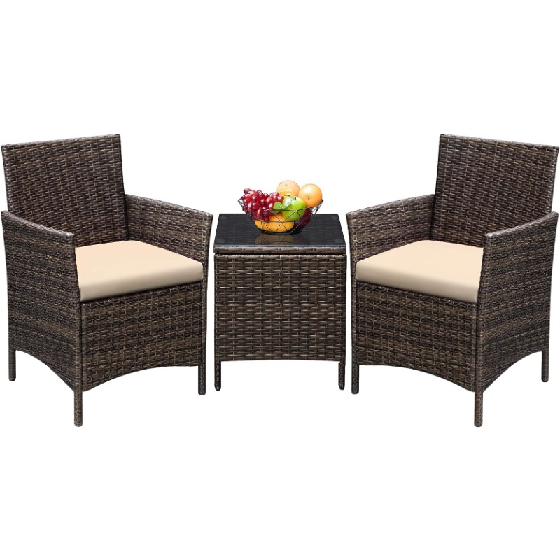 Title 2, Greesum 3 Pieces Patio Furniture PE Rattan Wick...