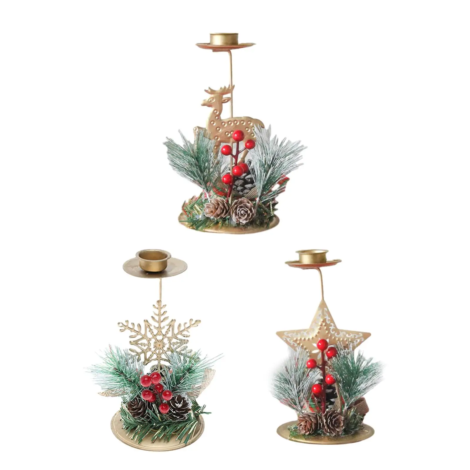Christmas Candle Holder Candles Stand Iron Candleholder Pillar Candlestick for
