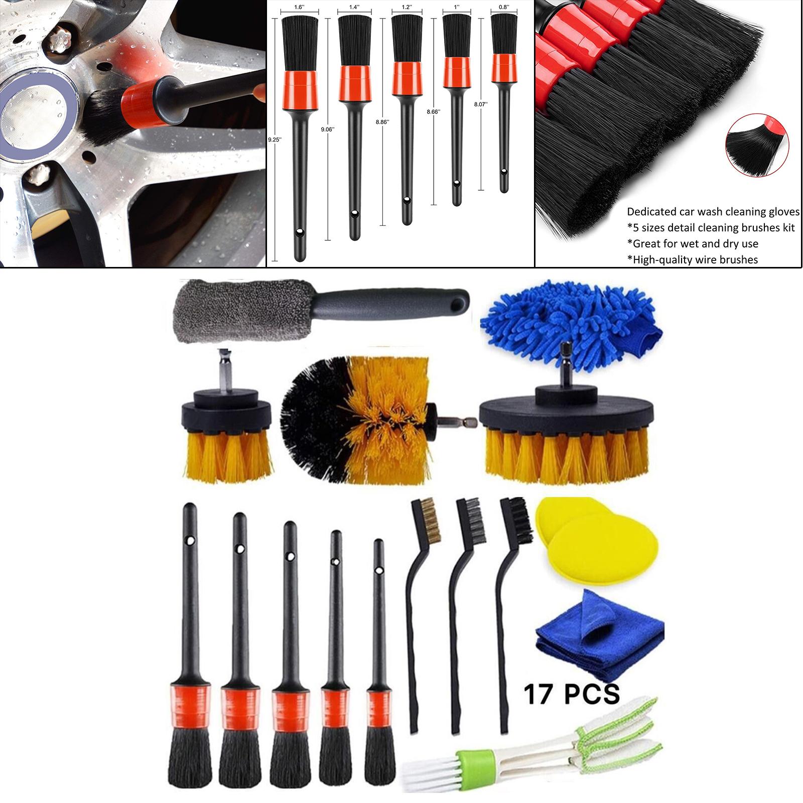 17x Car Detailing Brush Kit All Purpose Clean Microfiber Fits for Dashboard