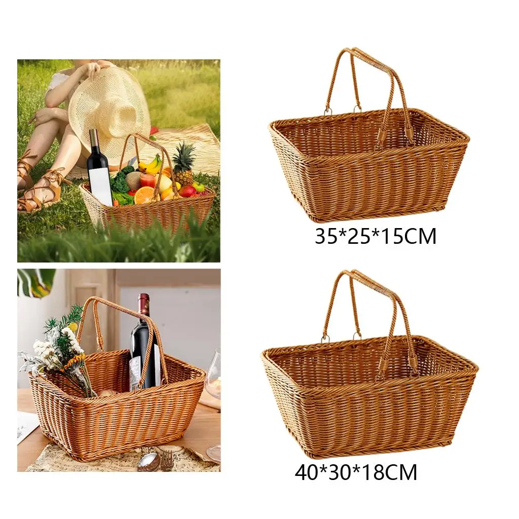 Picnic Basket Handmade Food Container Polypropylene 40x30x18cm+35x25x15cm