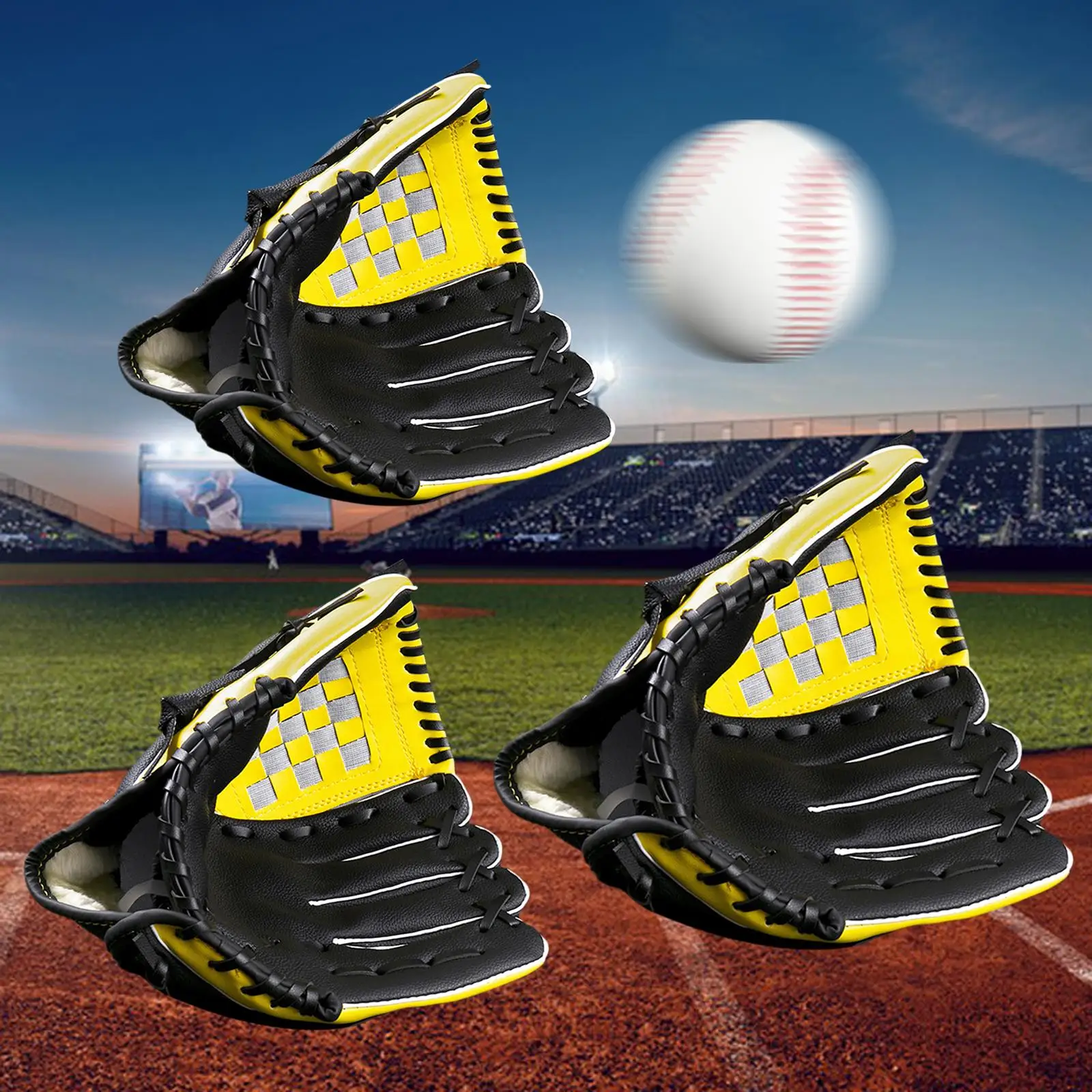 Professional Baseball Glove Portable Softball Glove Durable PU Left Hand Throw for Exercise Training Practice Equipment