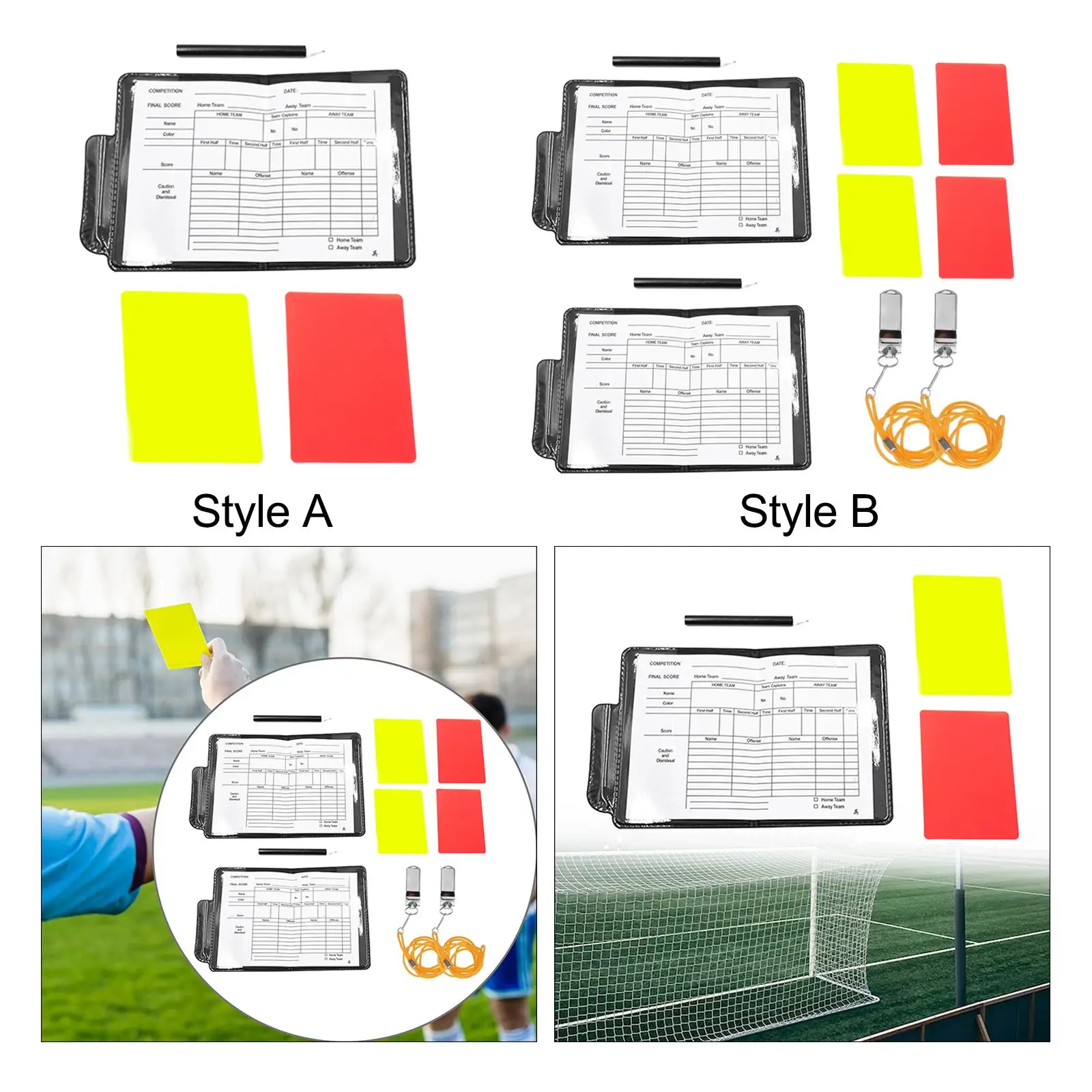 Soccer Referee Card Sets Convenient with Wallet Pencil Judge Cards for Football
