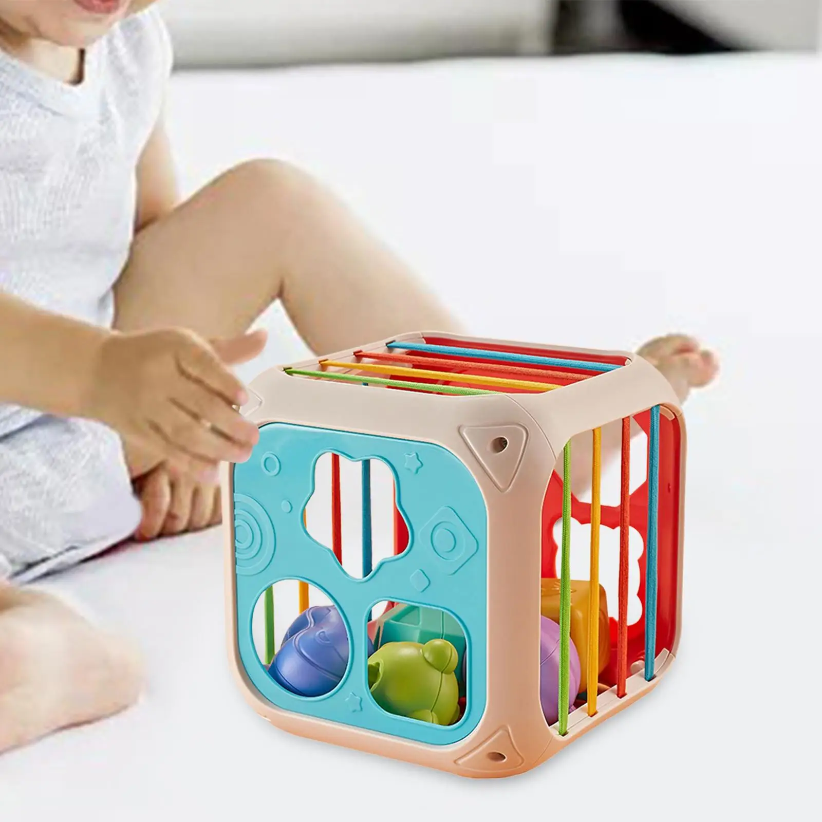 Montessori Sensory Bin Shape Sorter Toys Educational with Elastic Bands Matching for Birthday Gift Baby Kids Children Toddlers