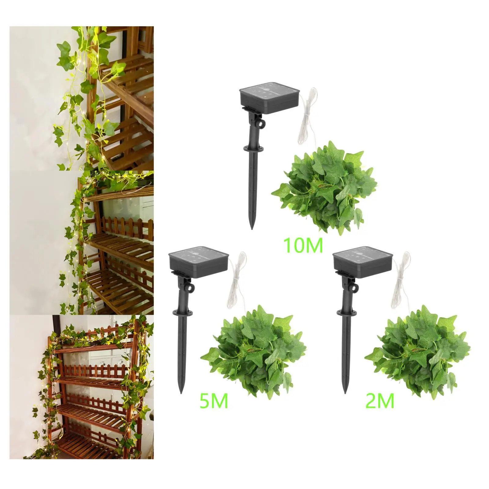 Solar Powered Artificial Plants Lamp Fairy Lights Green Leaf Light for Patio Birtdhay Indoor Festival