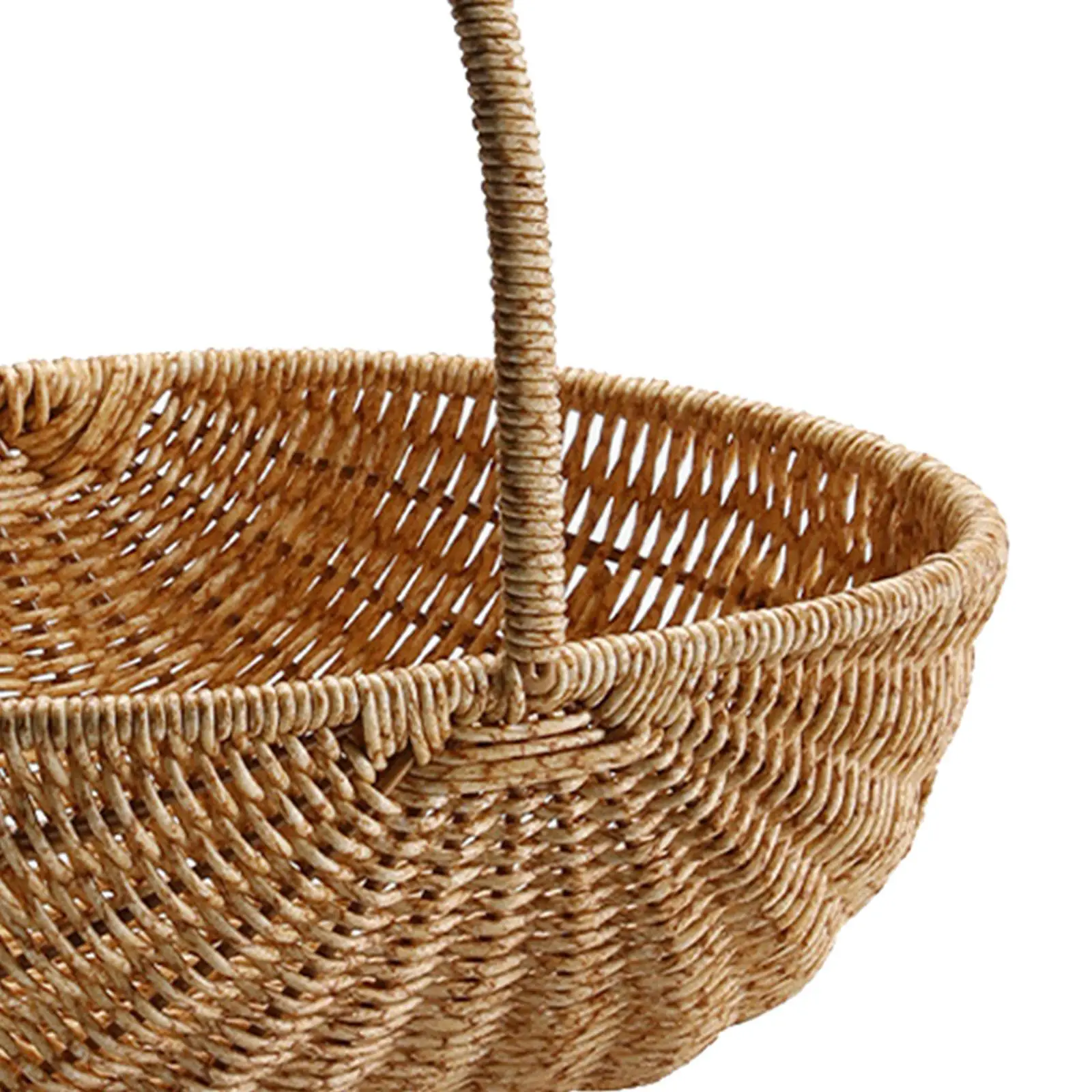 Multipurpose Woven Basket with Handle Rattan Decoration Storage Large Woven Organizer for Picnic Closet Bedroom Pantry Bathroom