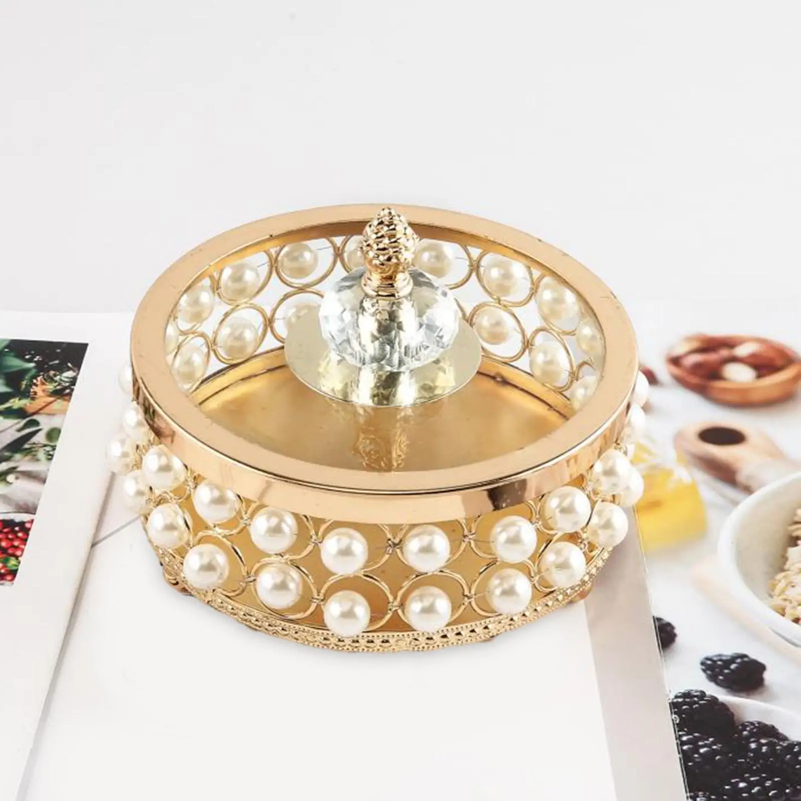 Nordic Golden Metal Pearls Jewelry Storage Box Necklace Ring Earrings Makeup Organizer Mini Desktop Cosmetics Case