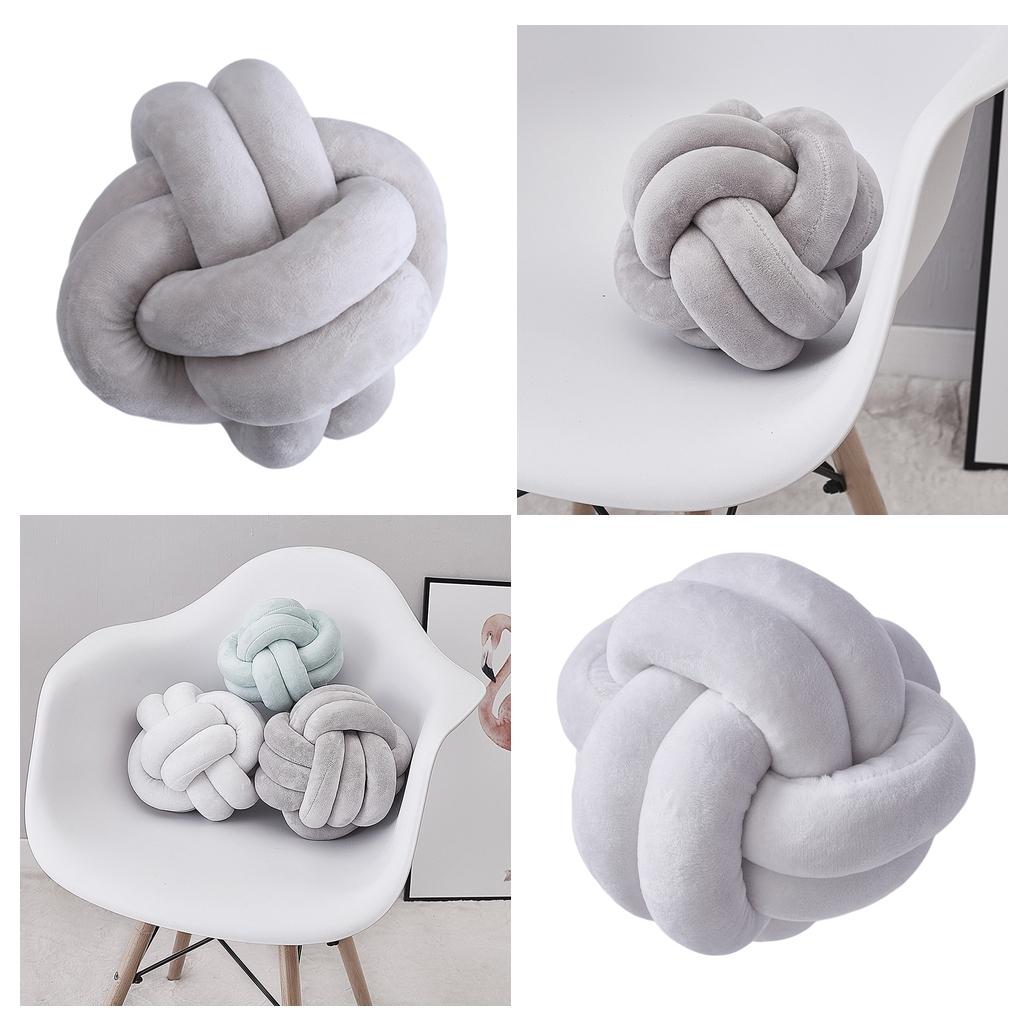 2x Nordic Style Round Knot  Throw  With  Padding for Living Room 18cm