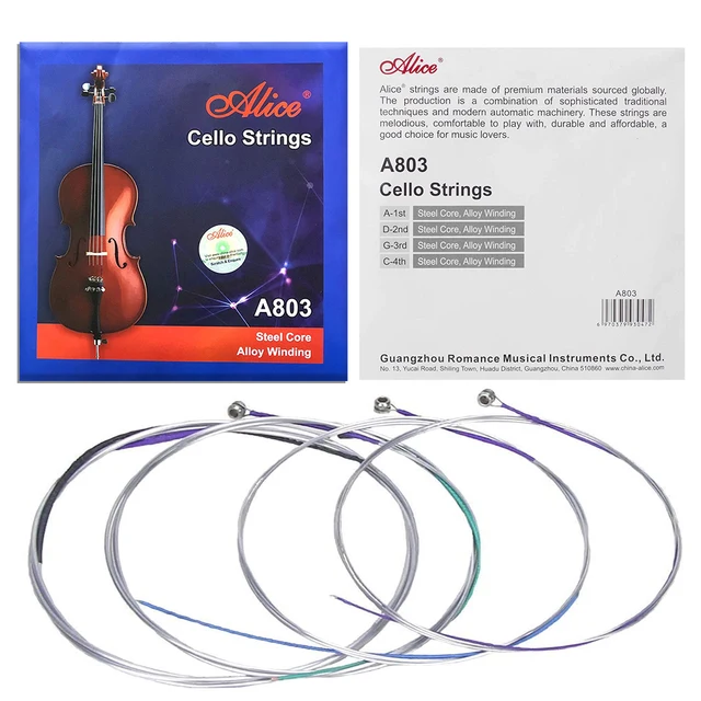 ALICE A805A Cordes de violoncelle 4/4 en acier avec enroulement en nickel-chrome  (A D G C)