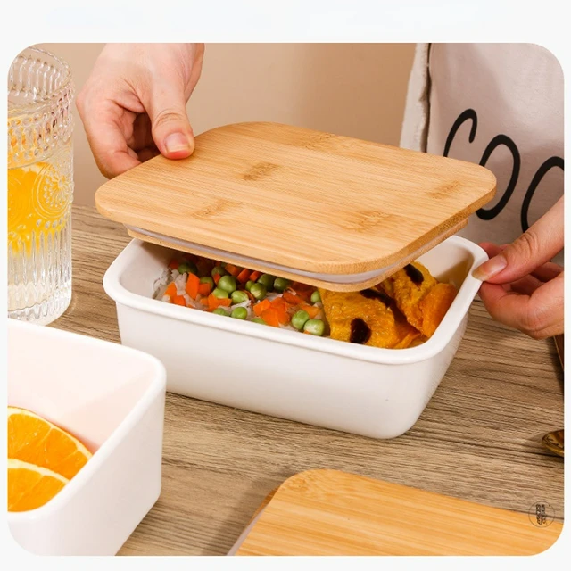 Source Japanese Style Ceramic Bento Lunch Box Fresh-keeping Bowl Food  Container with Bamboo Lid Lunch Box on m.