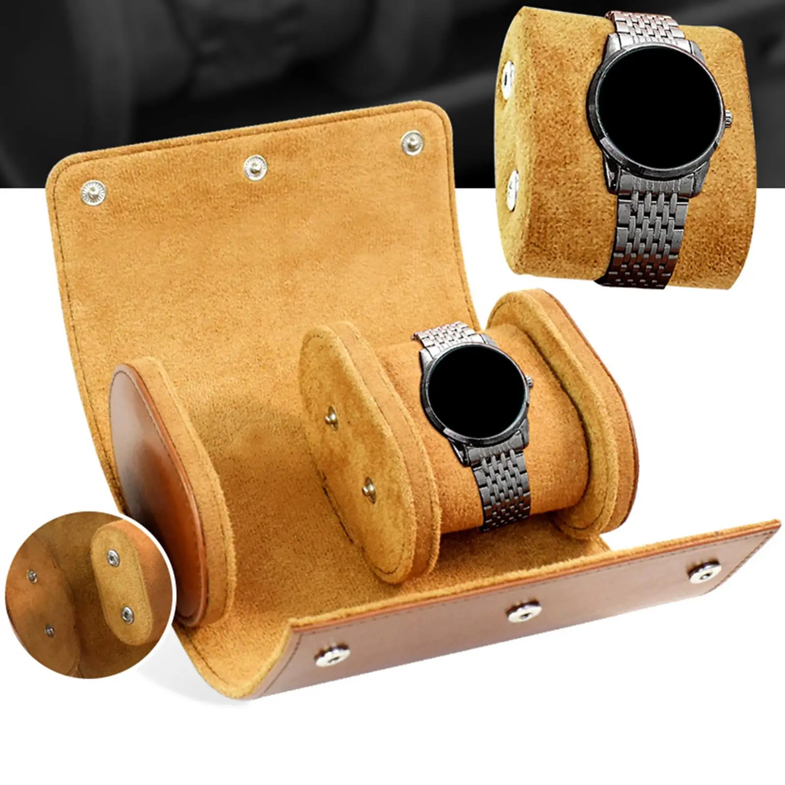 Watch Roll Case Display Watch Box 2Slot PU Leather Travel Wrist Pouch