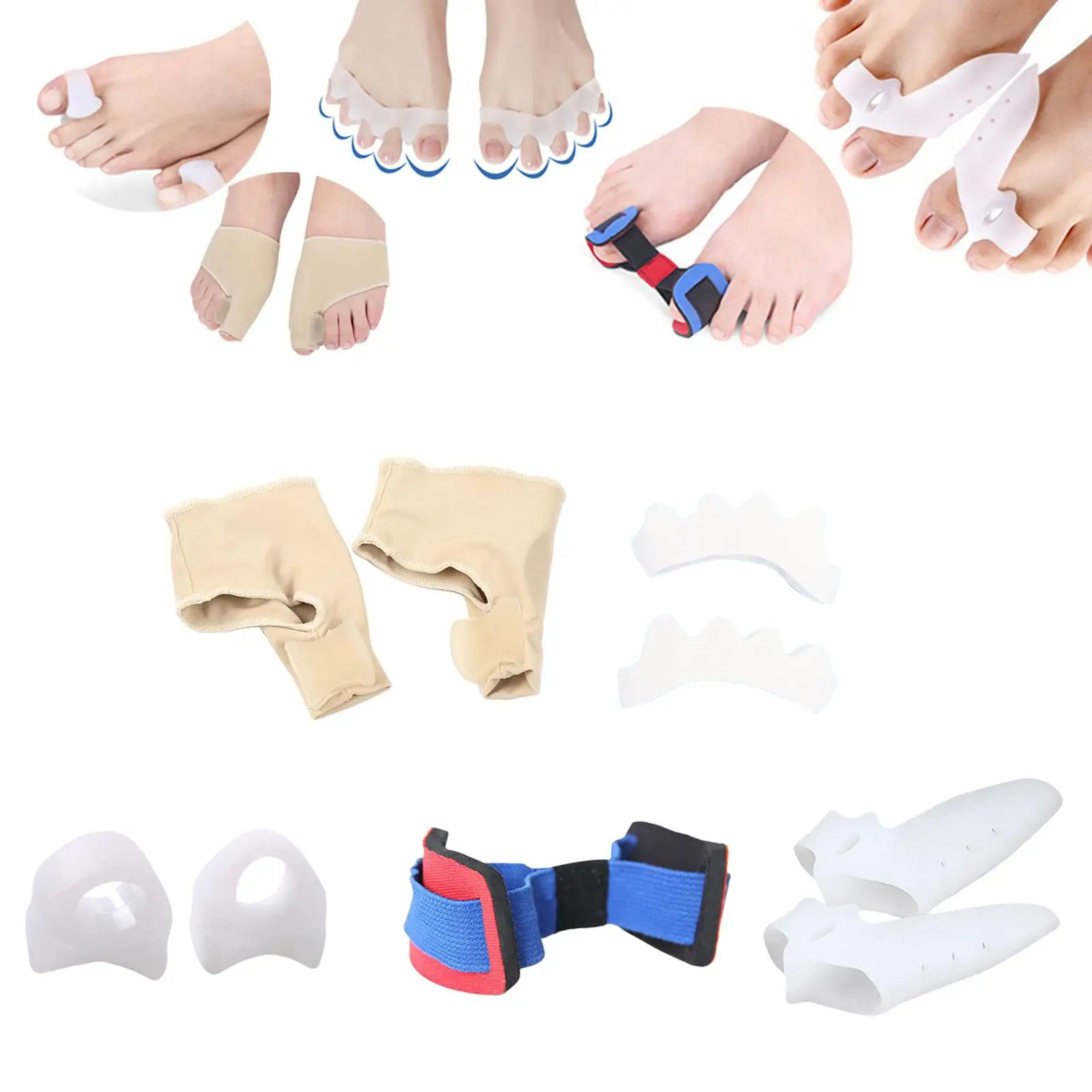 Set of 9 Bunion Corrector Bunion Relief Sleeves Kit, Toe Straightener Stretchy Toe Spreader