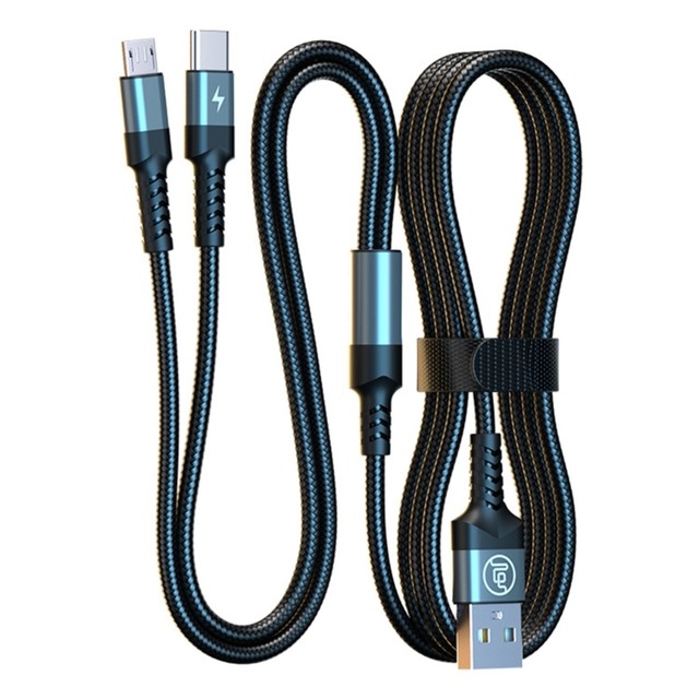 USB to Type-C + สายชาร์จไมโคร USB สายชาร์จเร็วไนลอนถัก40W สายชาร์จเร็ว Type- C 150ซม./59.06in - AliExpress